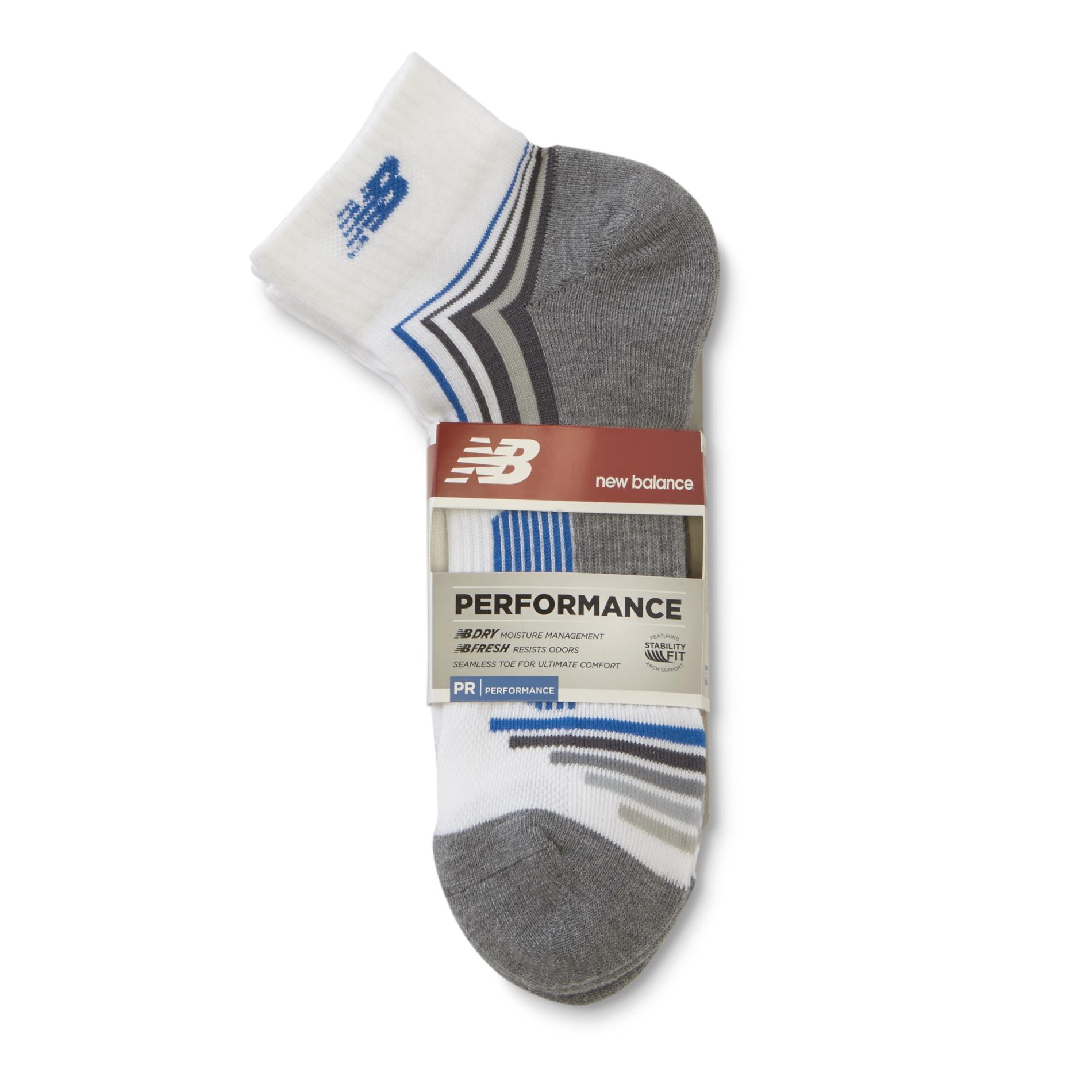 New Balance Men's 3Pairs Athletic Ankle Socks Striped