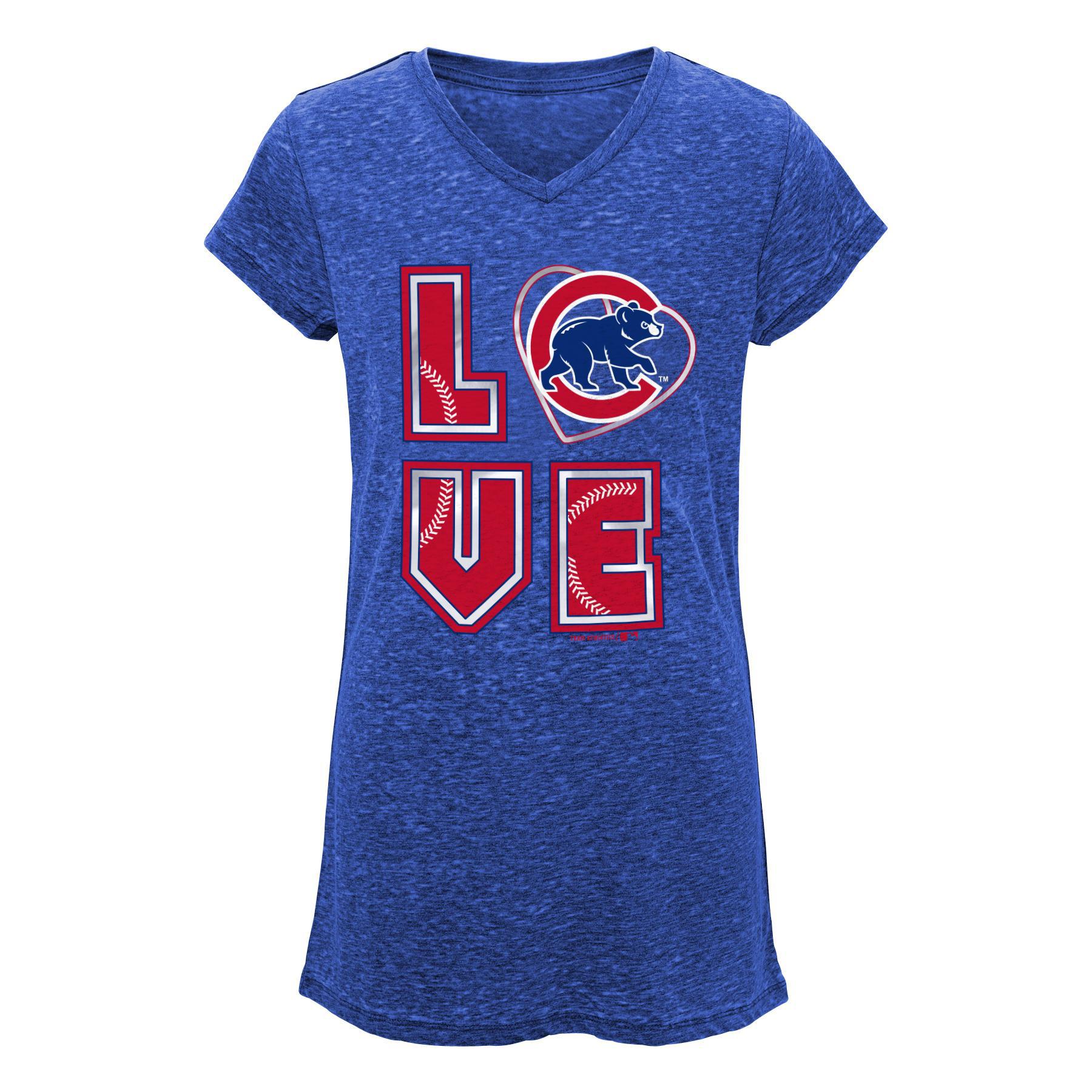MLB Girls' Burnout T-Shirt - Chicago Cubs