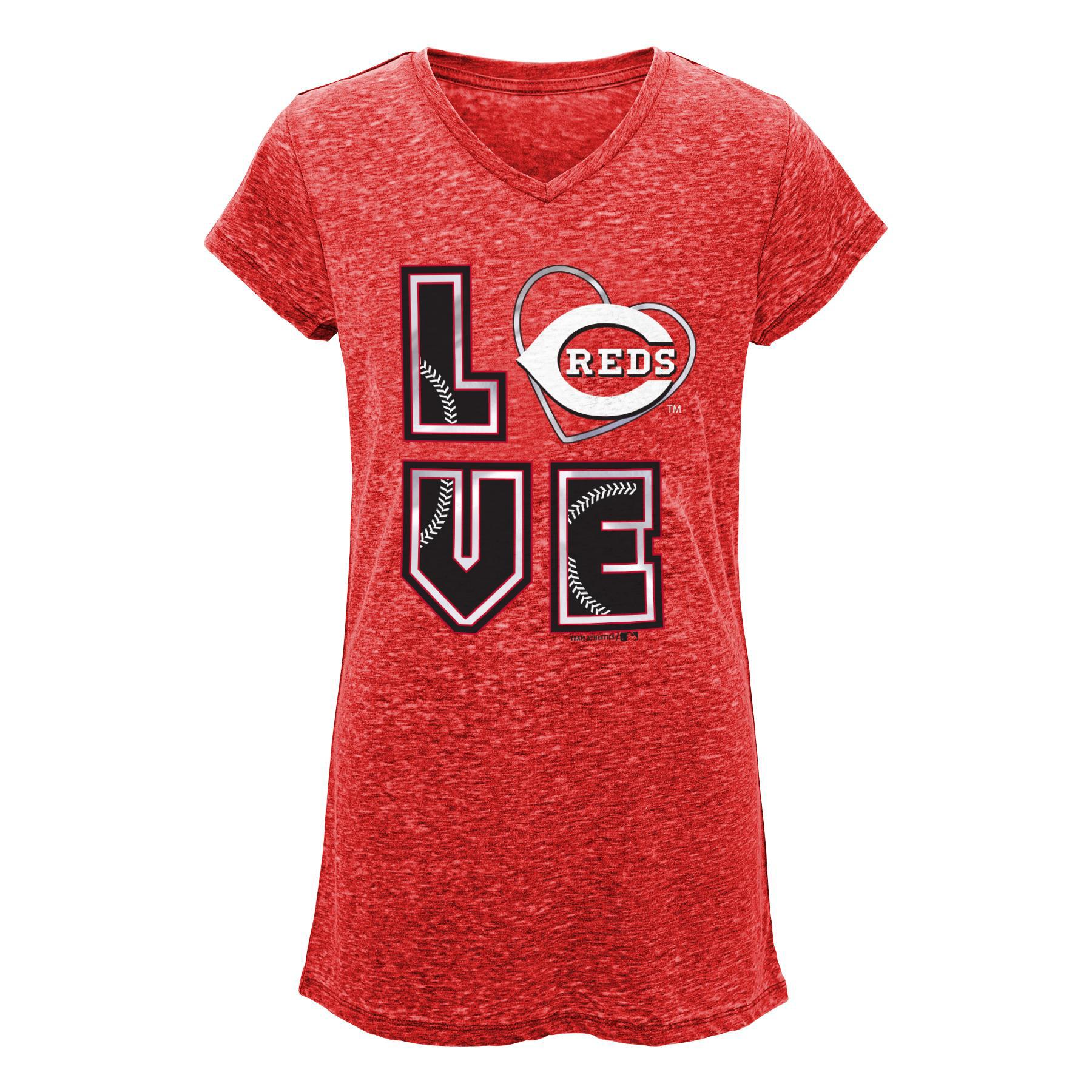 MLB Girls' Burnout T-Shirt - Cincinnati Reds