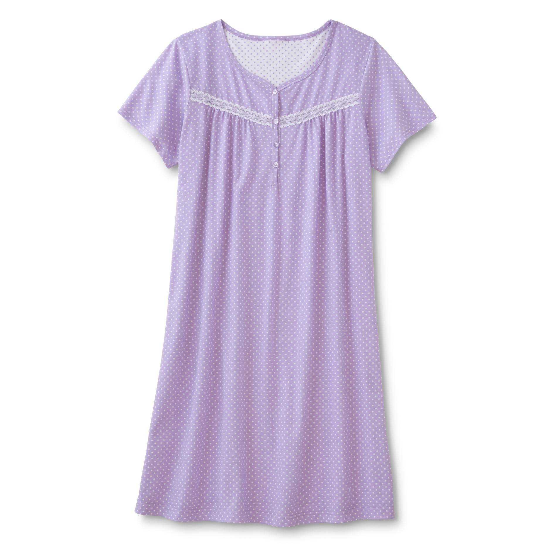 La Cera Women's Short-Sleeve Nightgown - Polka Dot