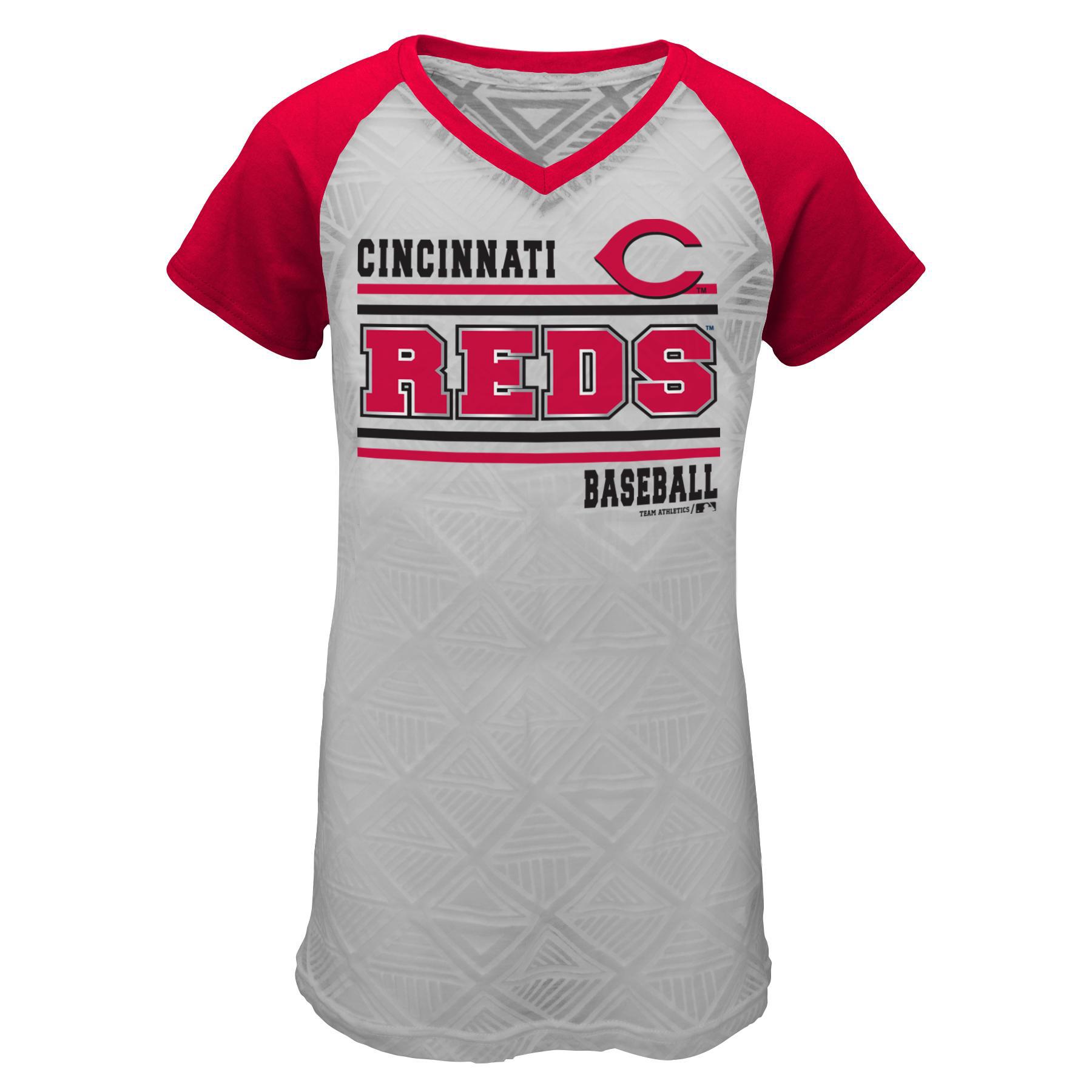 MLB Girls' Burnout Graphic T-Shirt - Cincinnati Reds