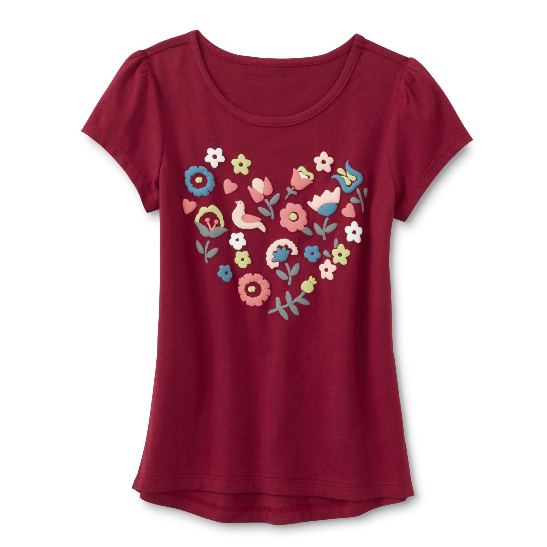 Toughskins Girl's Graphic T-Shirt - Floral Heart
