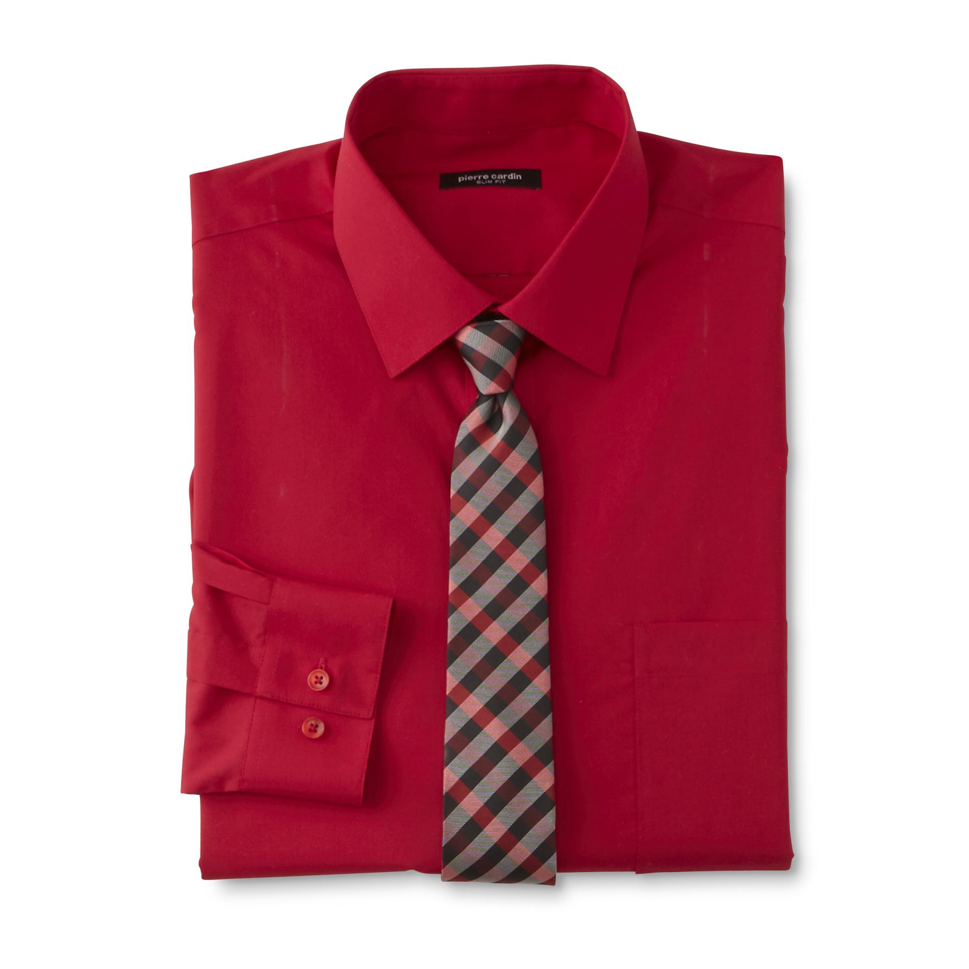 Pierre Cardin Men's Slim Fit Dress Shirt & Tie