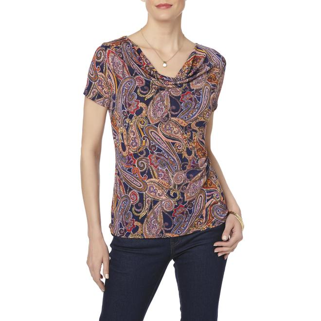 Image result for jaclyn smith cowl neck top paisley