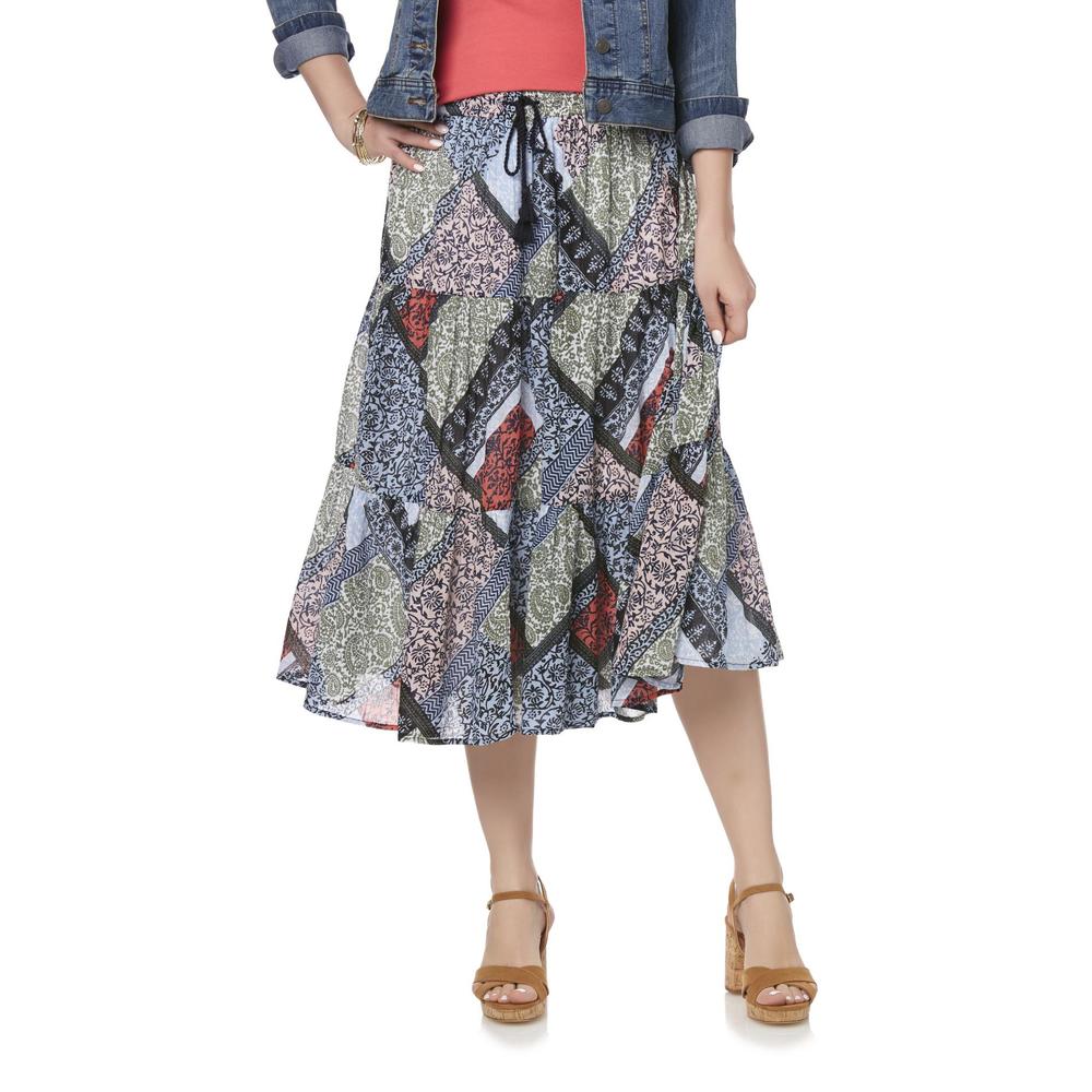 Laura Scott Women's Crinkle Skirt - Patchwork Floral