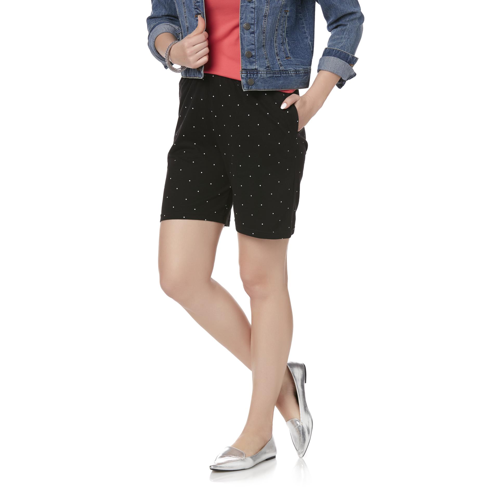 Basic Editions Women's Shorts - Polka Dot, Size: Medium, Black Basic Editions Women's Shorts - Polka Dot, Size: Medium, Black