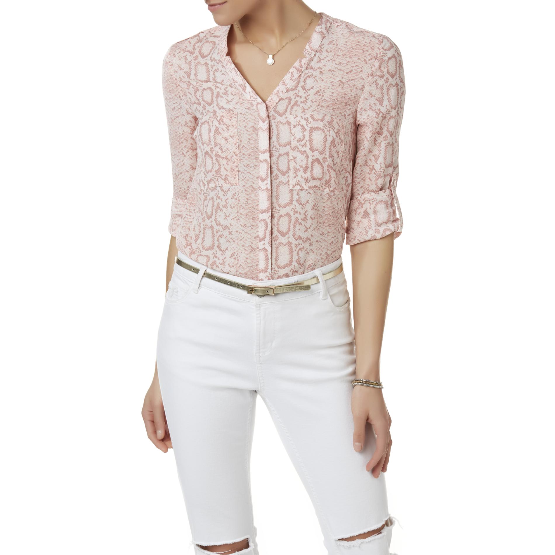 Simply Styled Women's Utility Blouse - Snakeskin