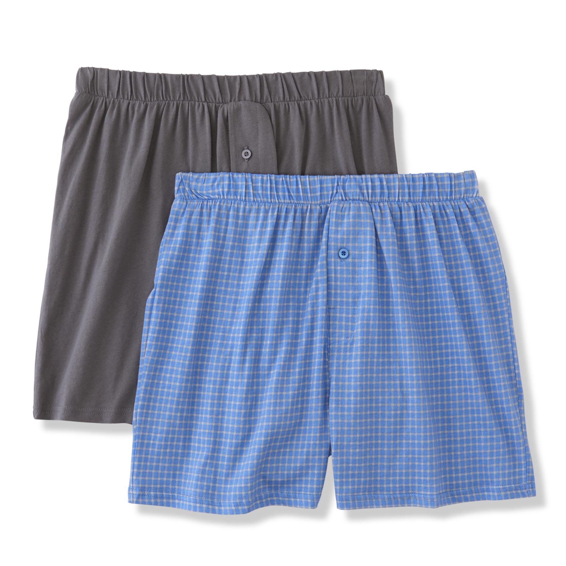 Simply Styled Men's 2-Pack Knit Boxer Shorts - Plaid