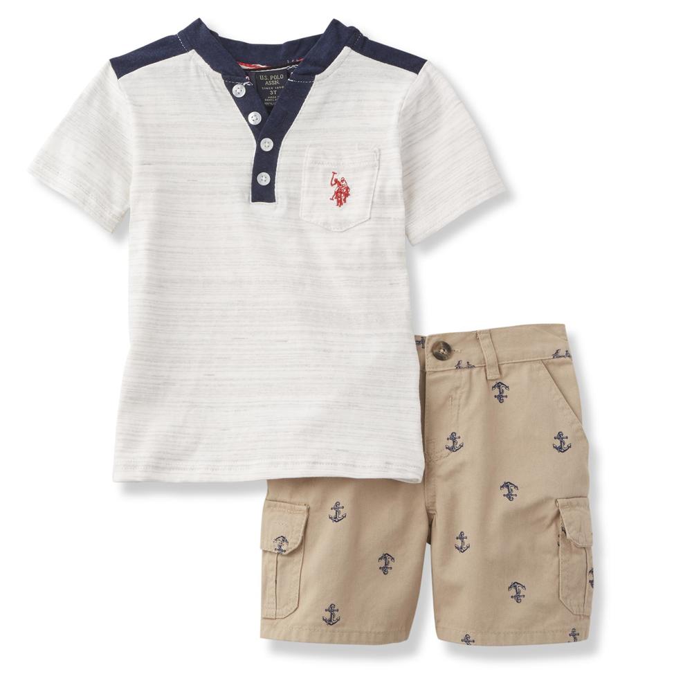 U.S. Polo Assn. Infant & Toddler Boys' Henley Shirt & Cargo Shorts - Anchors