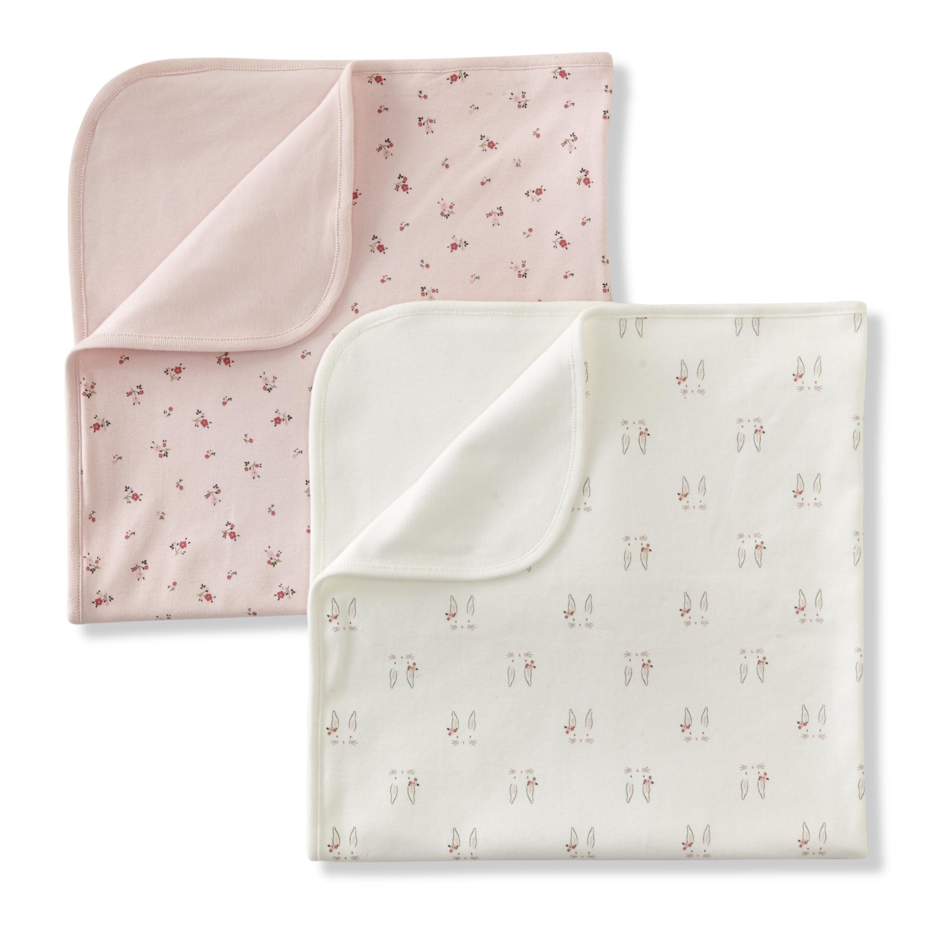 SPENCER BY JACLYN SMITH Infant Girls' 2-Pack Receiving Blankets - Bunny & Floral