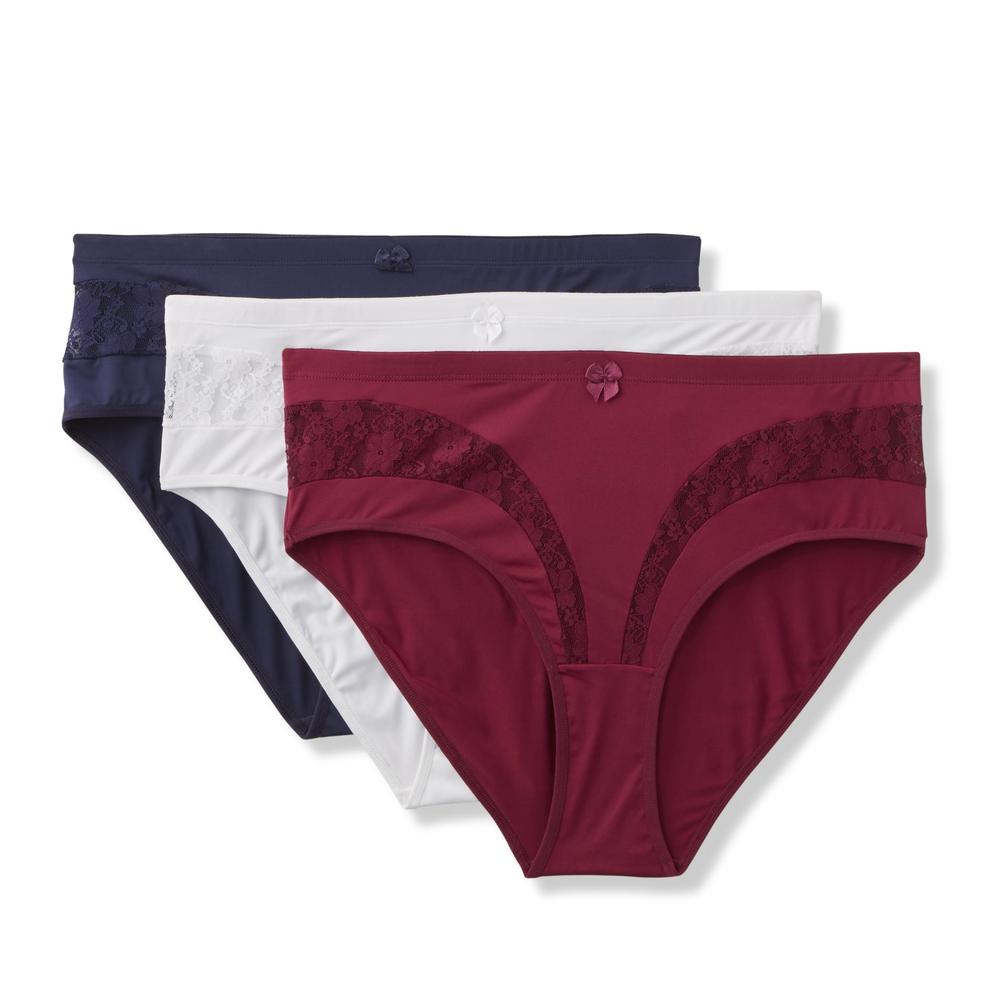Pink K Women's Plus 3-Pack Brief Panties