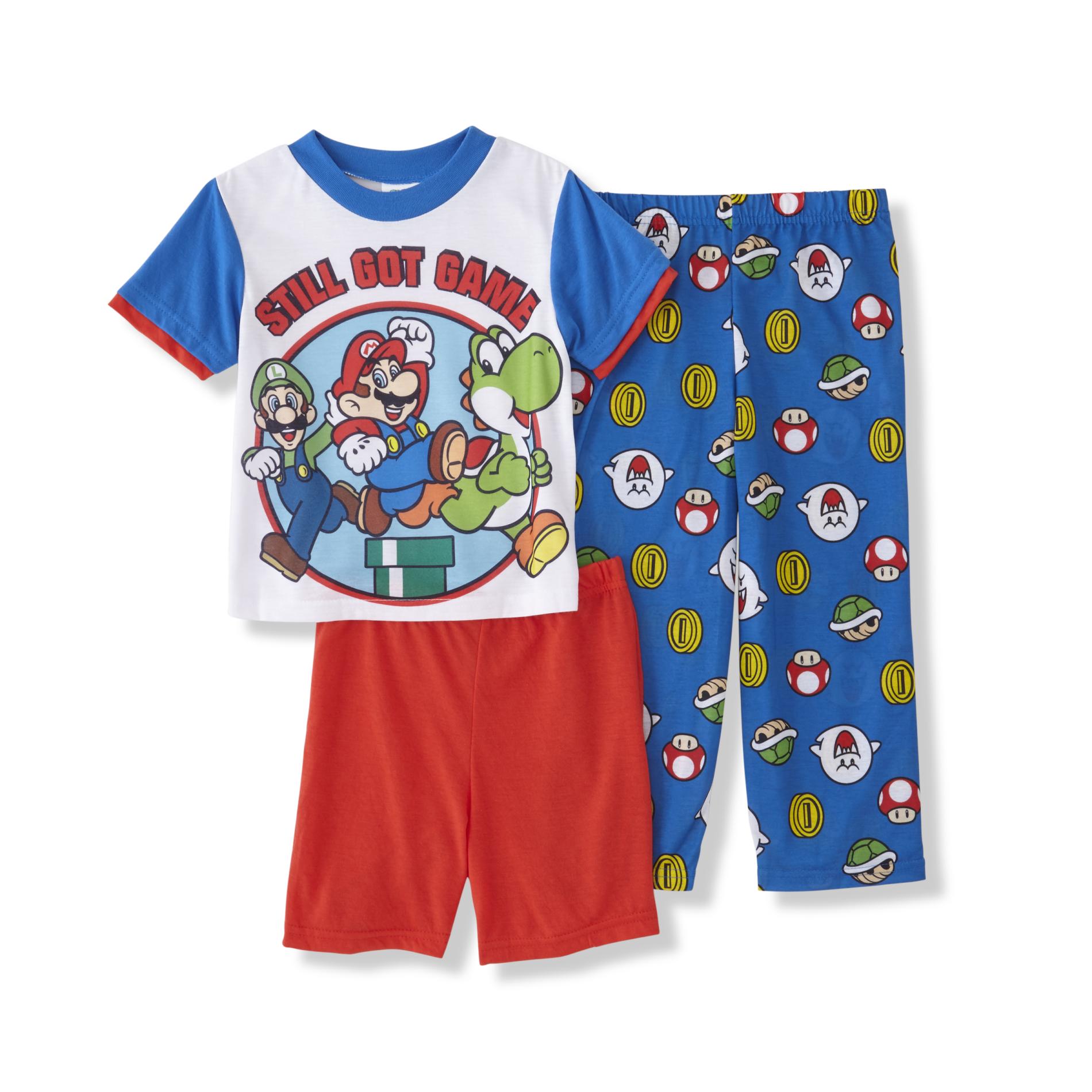 Super Mario Boys' Pajama Shirt, Pants & Shorts - Still Got Game