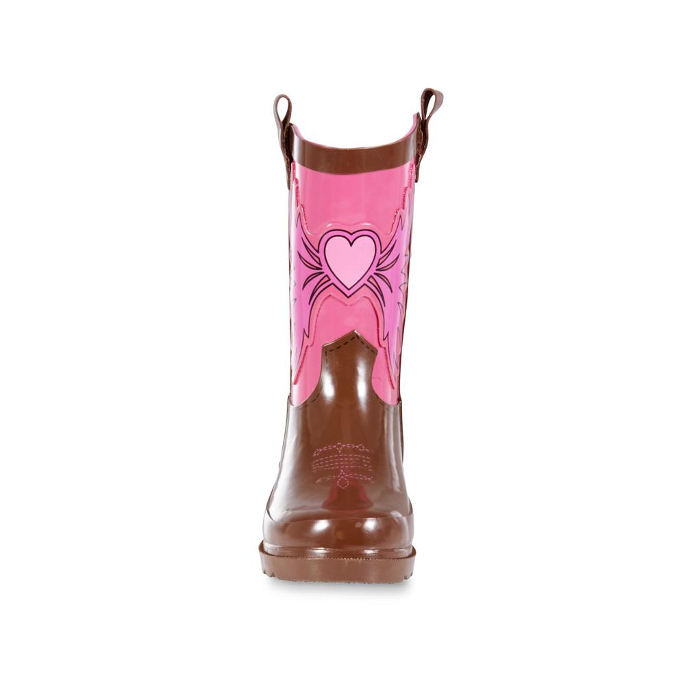 Western Chief Toddler Girl's Western Cowgirl Brown/Pink Rain Boot