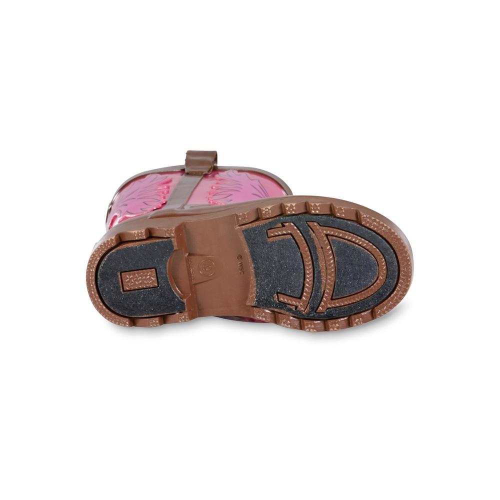 Western Chief Toddler Girl's Western Cowgirl Brown/Pink Rain Boot