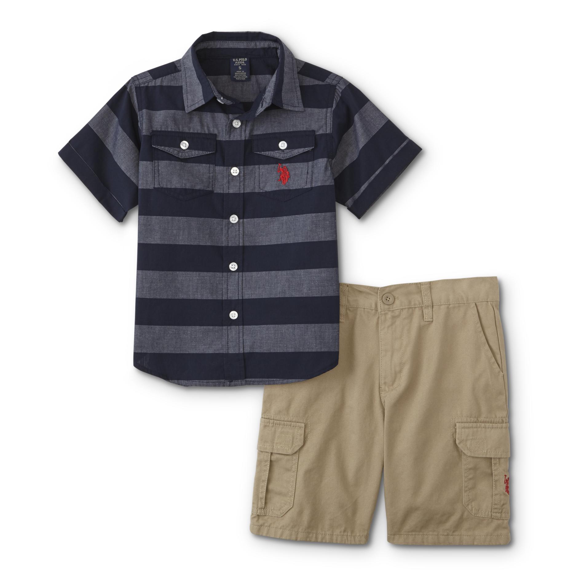 U.S. Polo Assn. Boys' Button-Front Shirt & Cargo Shorts - Striped
