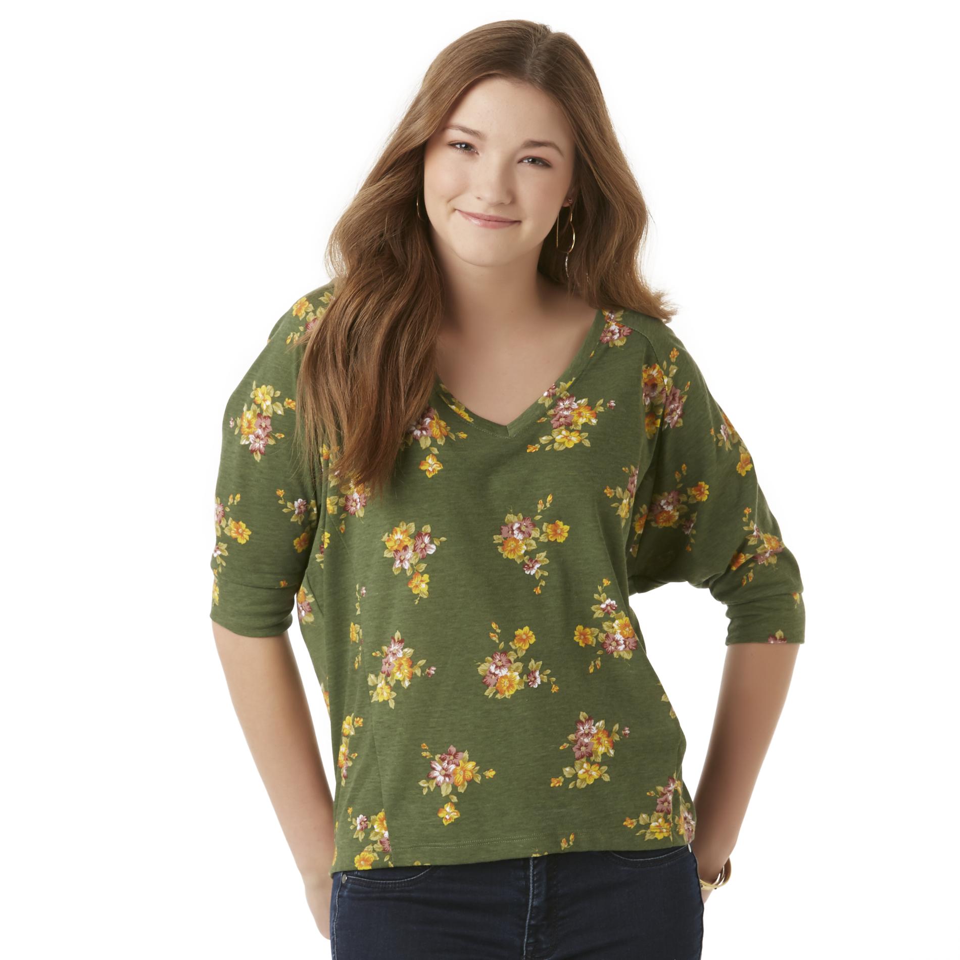 Bongo Junior's V-Neck T-Shirt - Floral Print