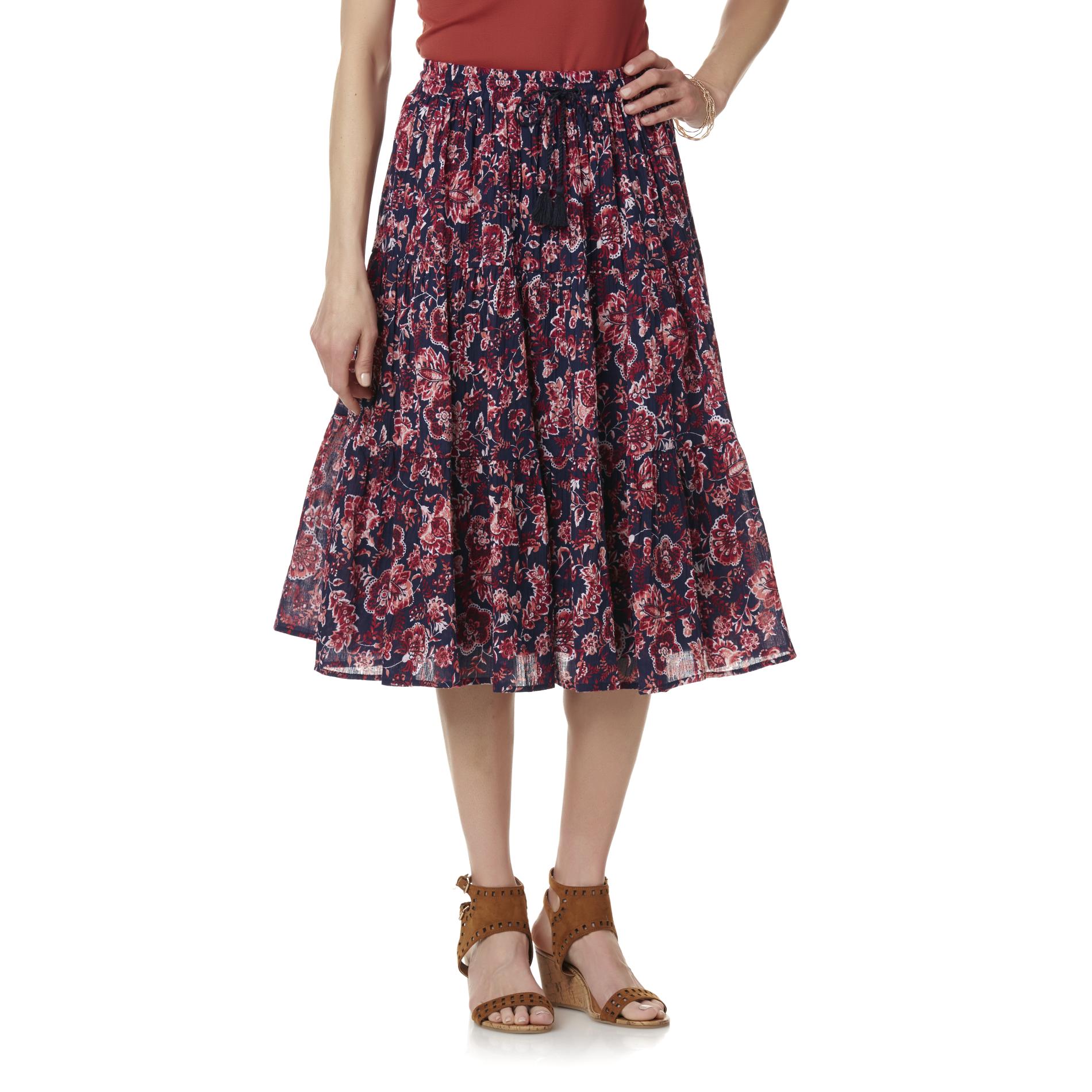 Laura Scott Petites' Crinkle Skirt - Floral