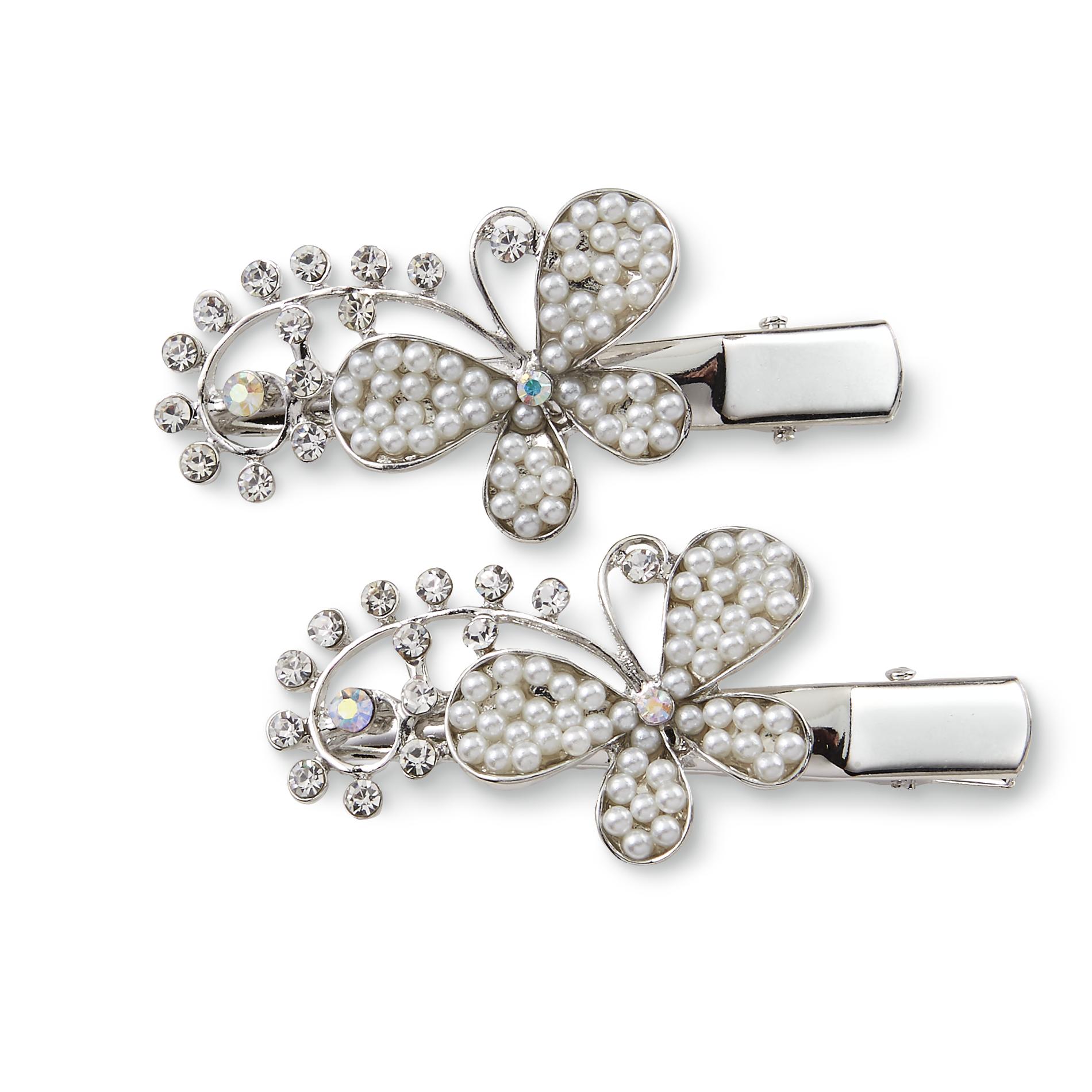 Attention Women's 2-Pack Silvertone Butterfly Hair Clips Attention Women's 2-Pack Silvertone Butterfly Hair Clips