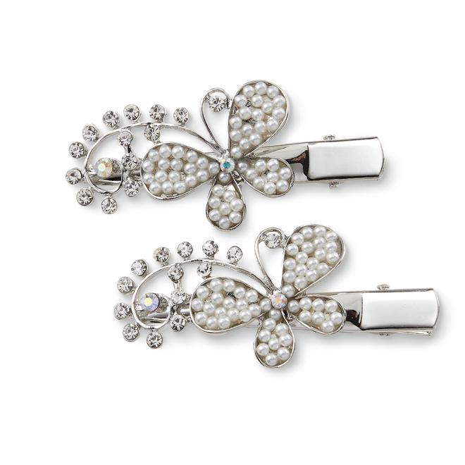 Attention Women S 2 Pack Silvertone Butterfly Hair Clips