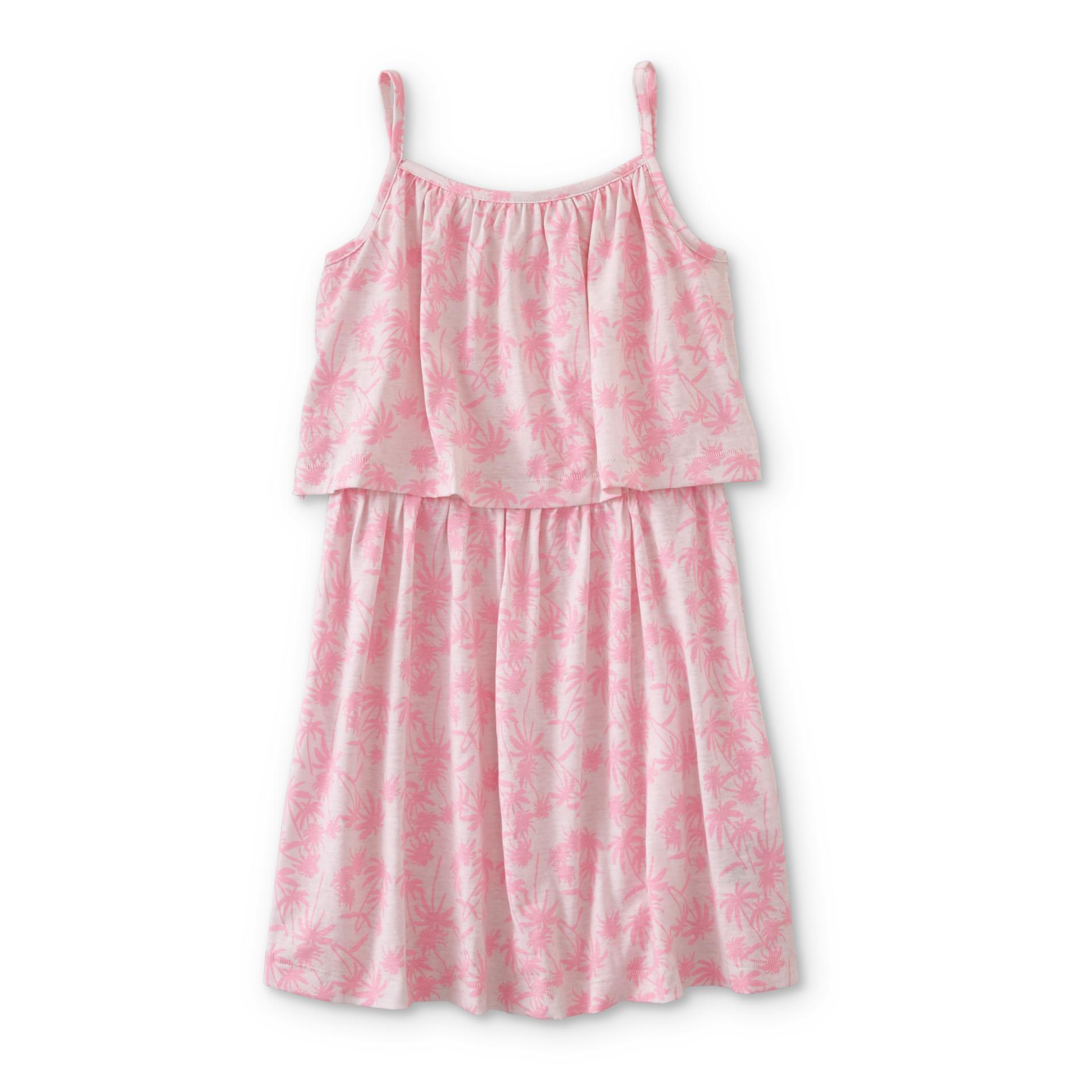 Canyon River Blues Girls' Popover Dress - Palm Trees