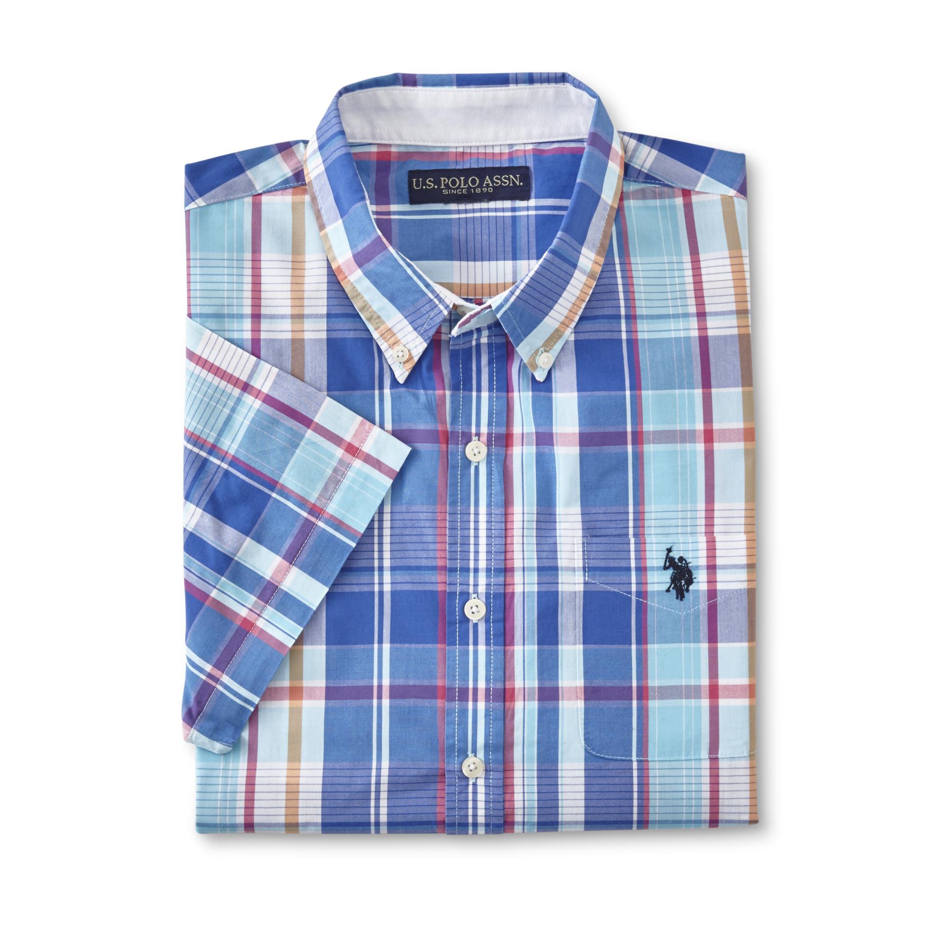 U.S. Polo Assn. Men's Short-Sleeve Button-Front Shirt - Plaid