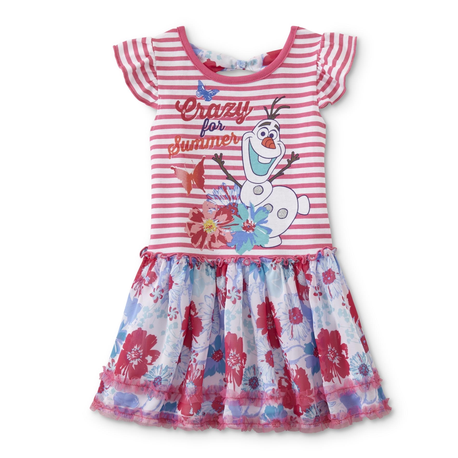 Disney Frozen Toddler Girls' Dress - Floral & Striped