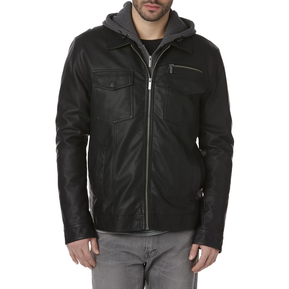 Structure Men's Synthetic Leather Trucker Jacket