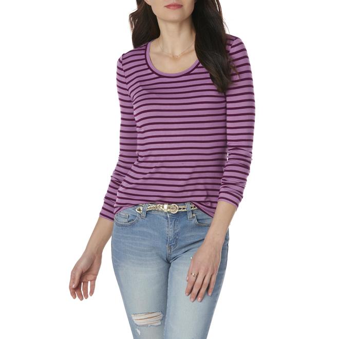 Attention Women s Long  Sleeve  T Shirt  Striped