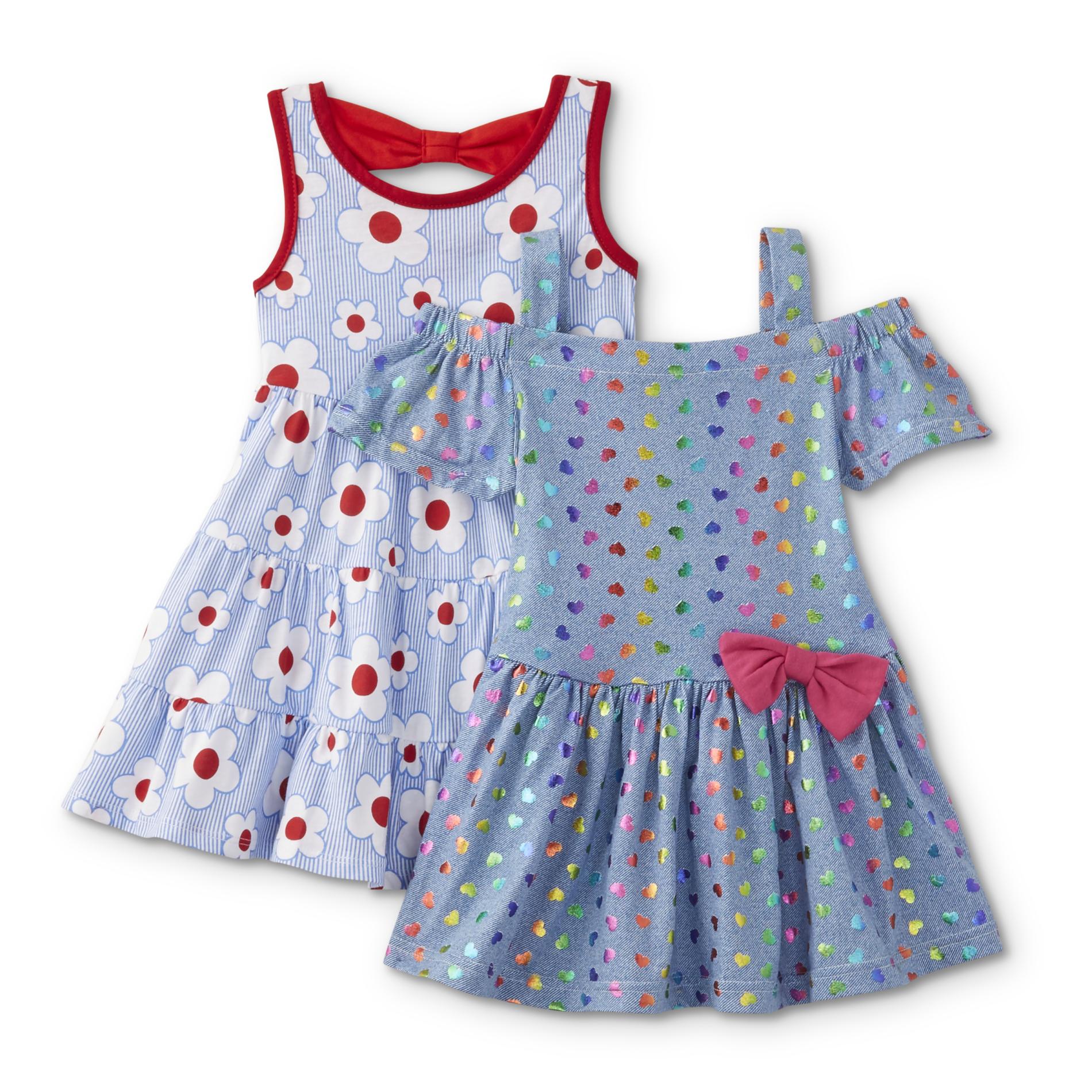 Toddler Girls' 2-Pack Dresses - Hearts & Daisies