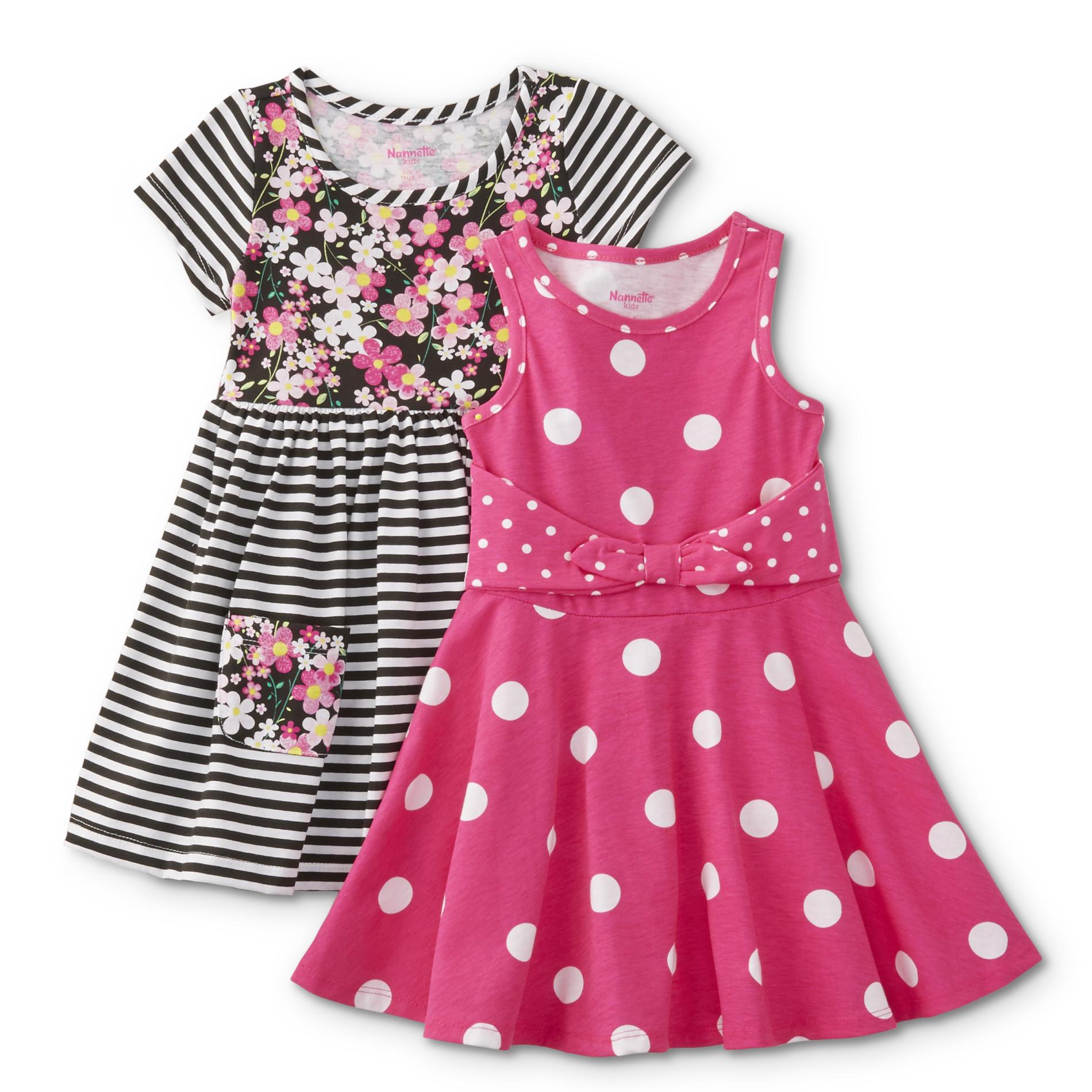 Toddler Girls' 2-Pack Dresses - Dots & Striped