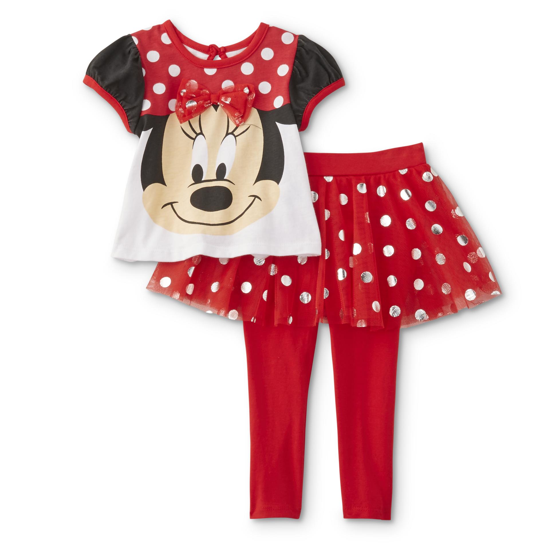 Disney Minnie Mouse Infant Girls' T-Shirt & Skirted Leggings - Dots
