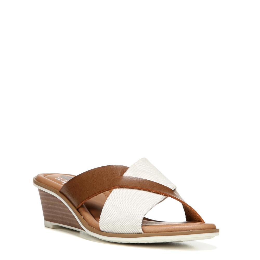 Dr. Scholl's Women's Gilly Brown/White Wedge Sandal