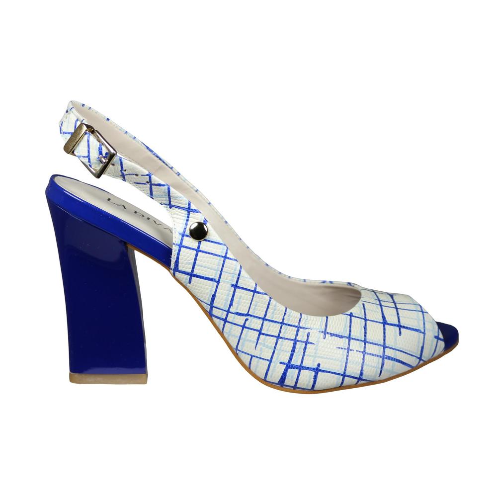La Diva Women's Reims White/Blue Slingback Sandal