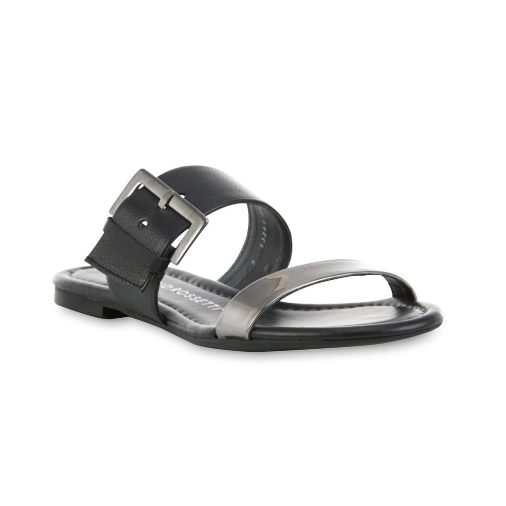 Carlo Rossetti Women's Melina Black/Silver Slide Sandal