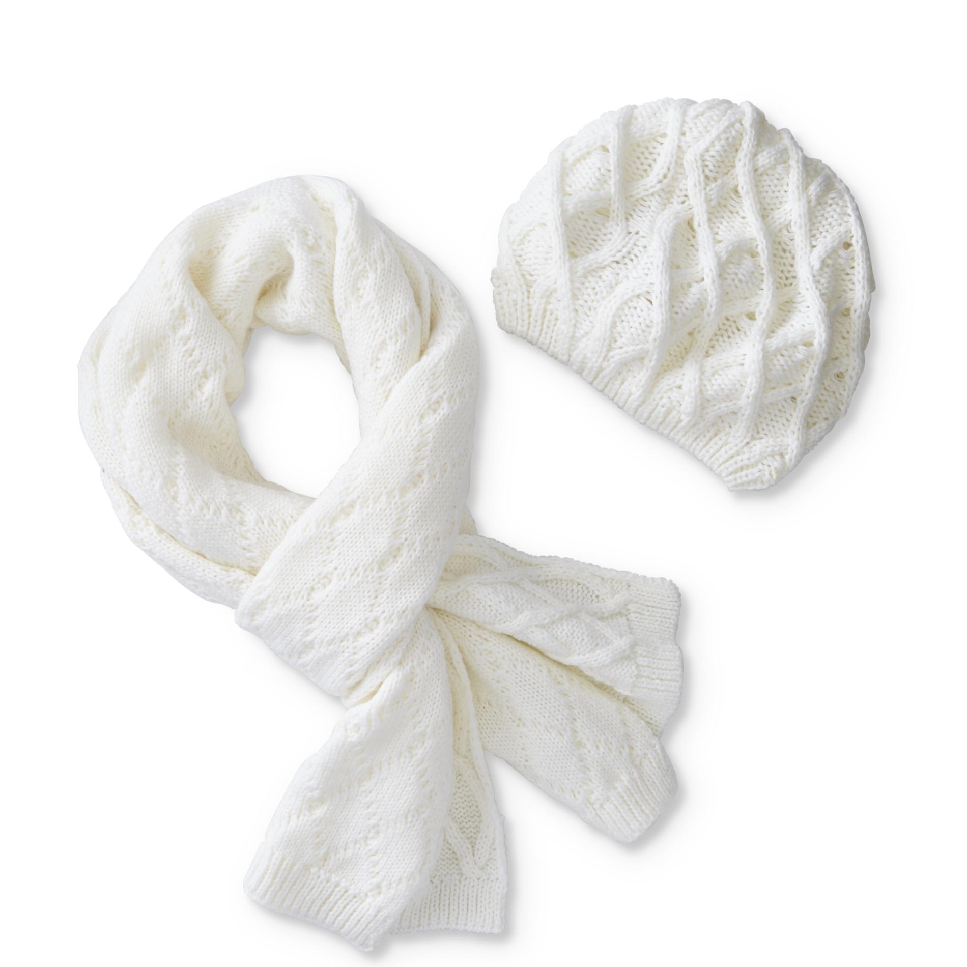 Women's Cable Knit Scarf & Hat Set, Size: One size, Gray Women's Cable Knit Scarf & Hat Set, Size: One size, Gray