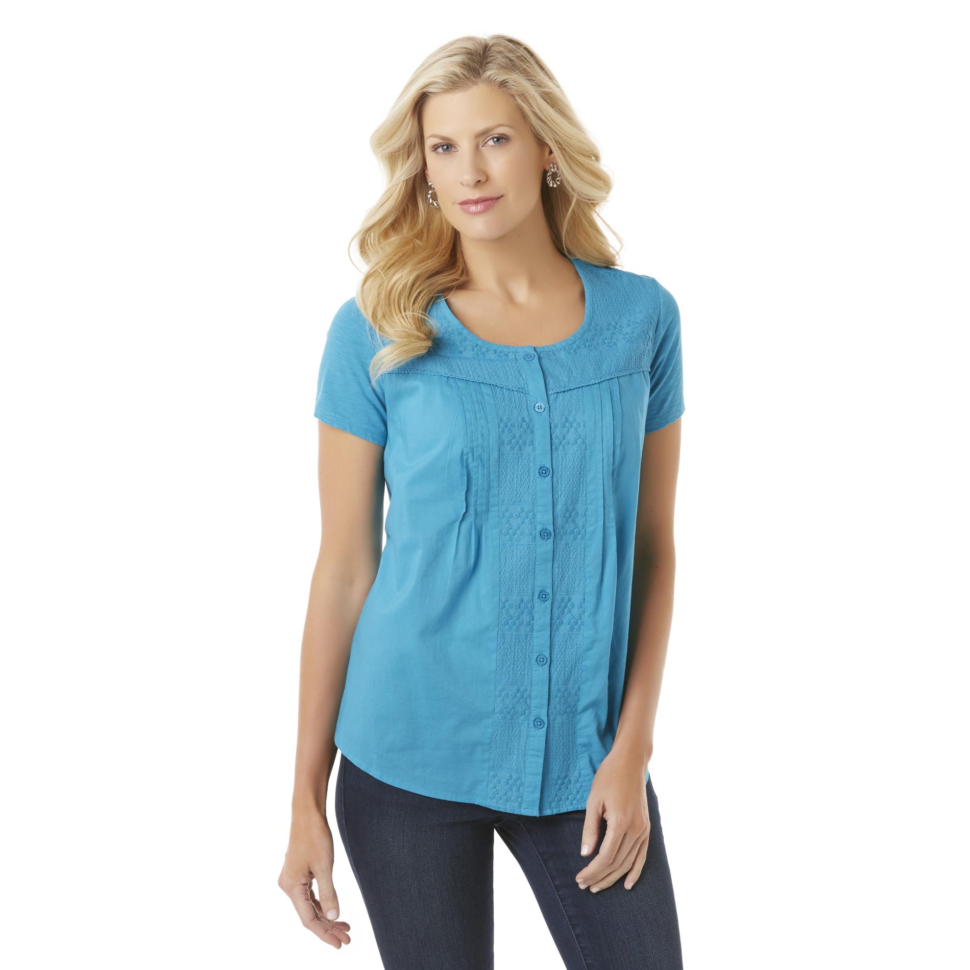Erika Women's Mixed Media Blouse