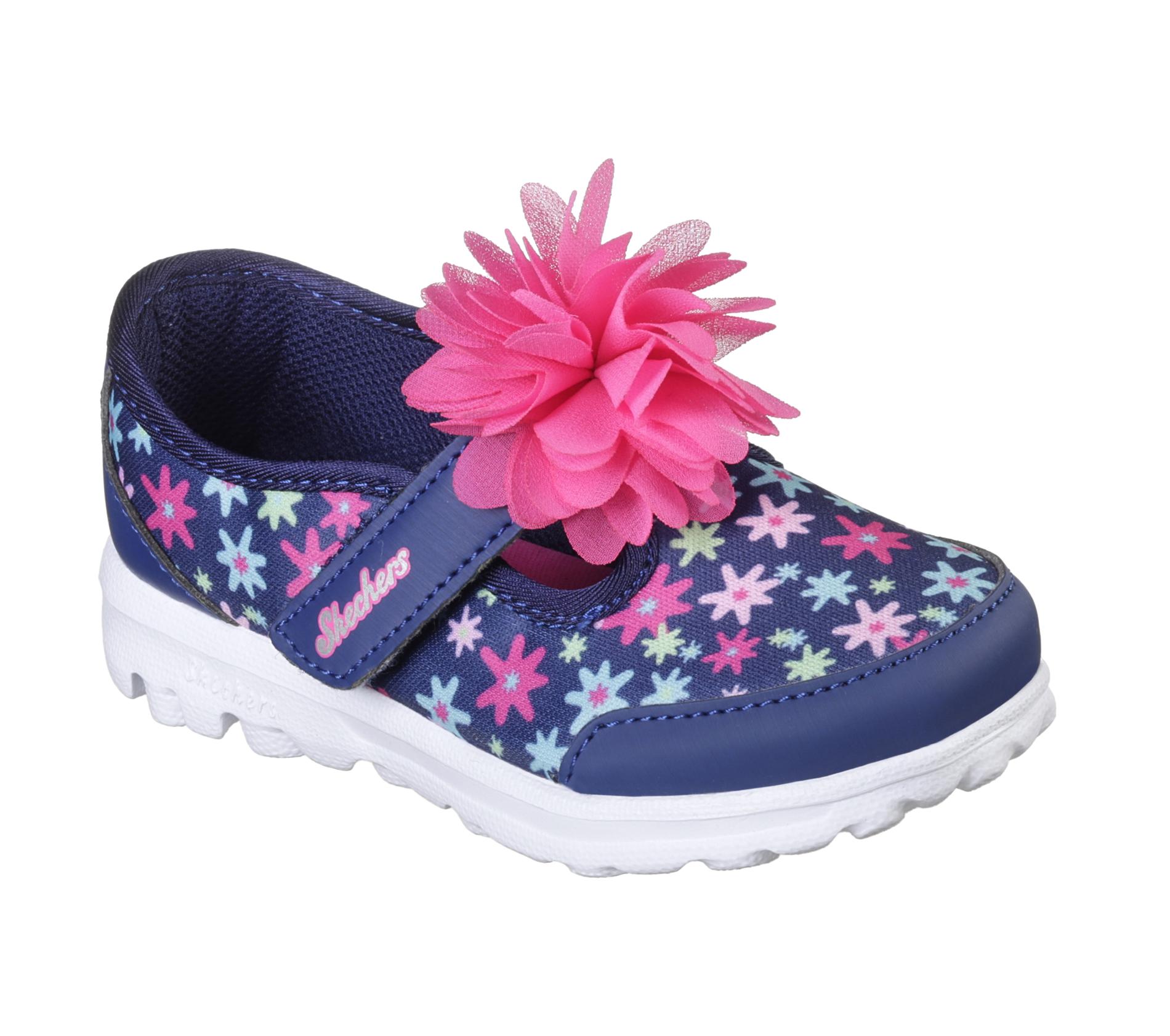 Skechers Toddler Girls' Blue/Floral Print Mary Jane Shoe