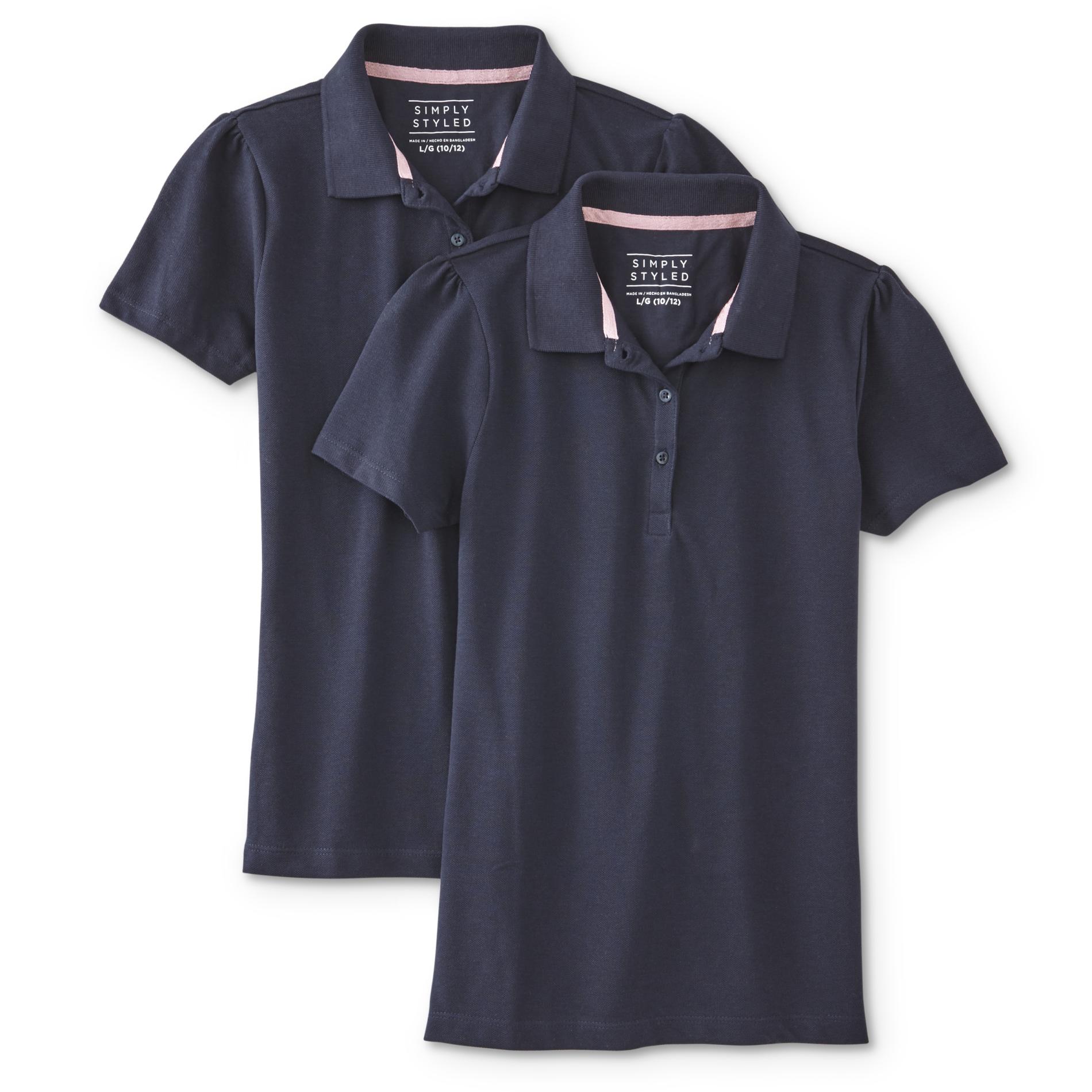 Simply Styled Girls' Plus 2-Pack Polo Shirts