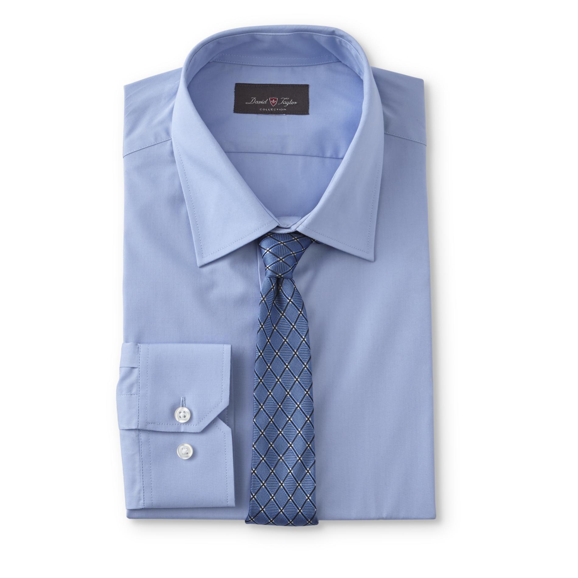 David Taylor Collection Men's Classic Fit Dress Shirt & Necktie - Diamonds