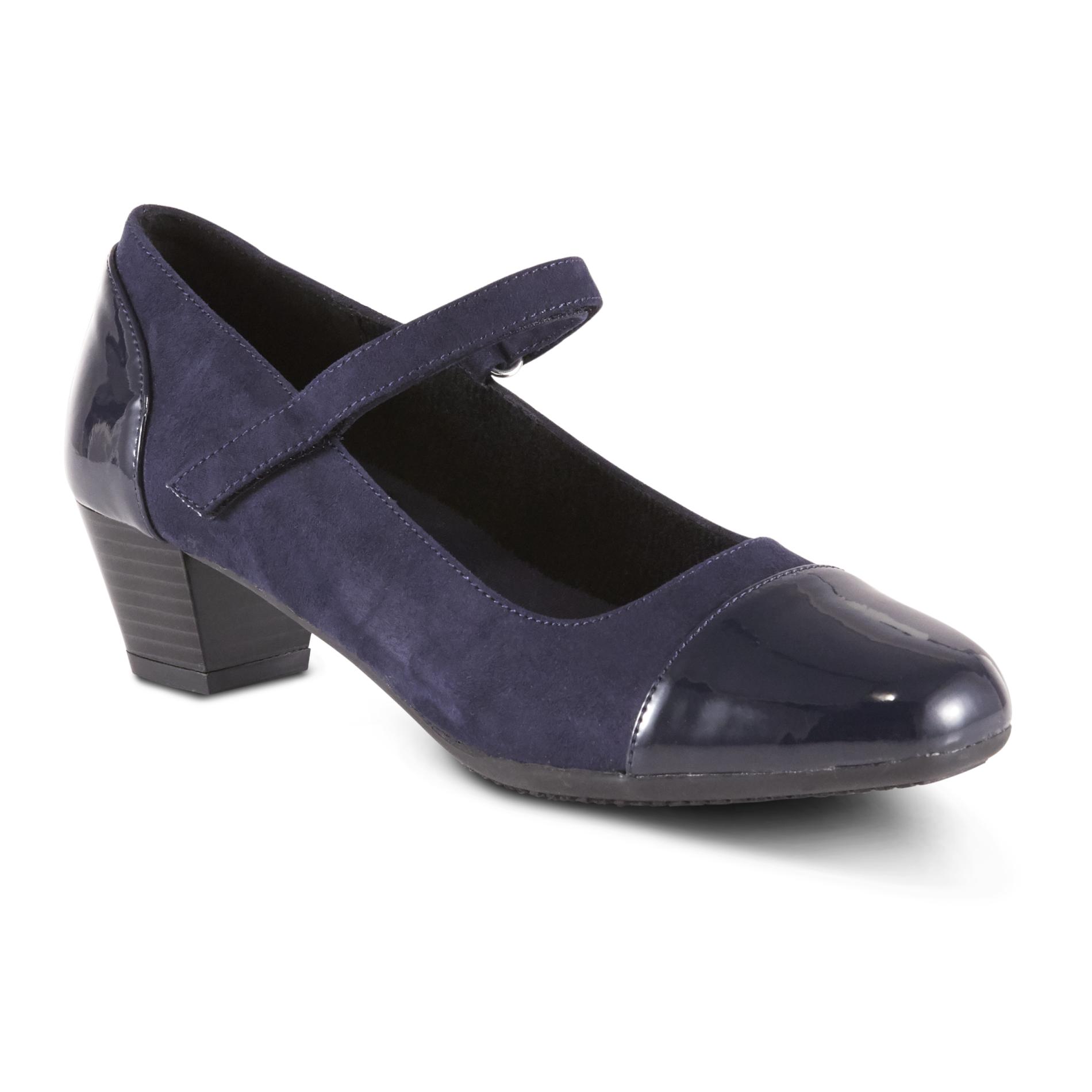 navy blue pumps wide width