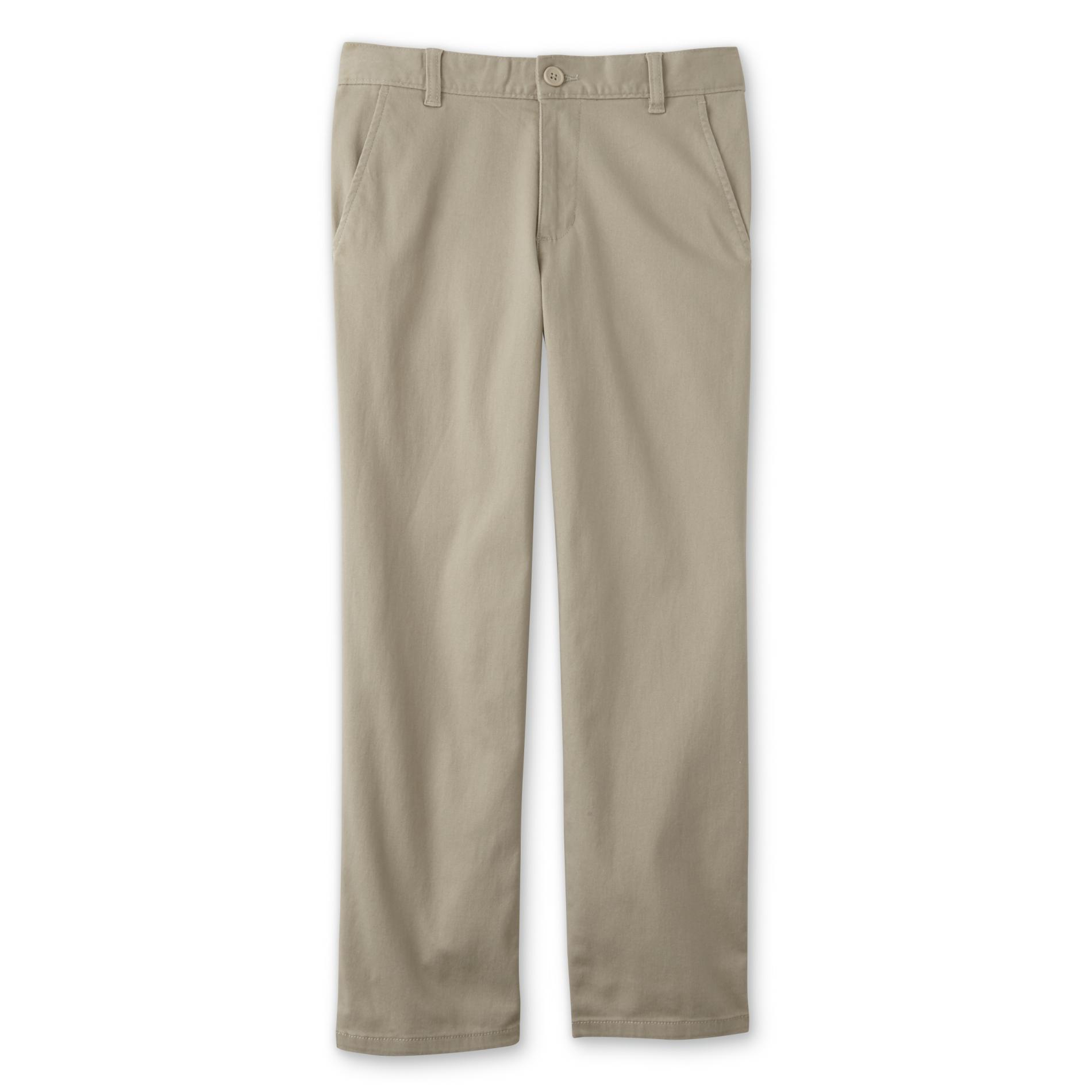 Simply Styled Boys' Husky Flat Front Twill Pants