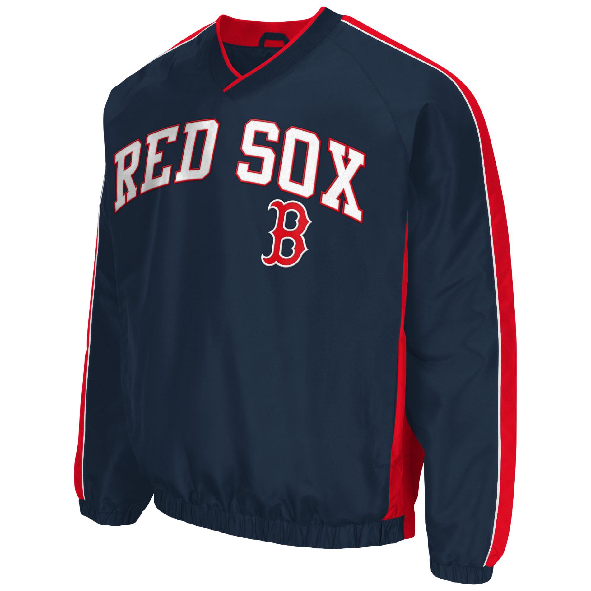 MLB Men's V-Neck Pullover Jacket - Boston Red Sox