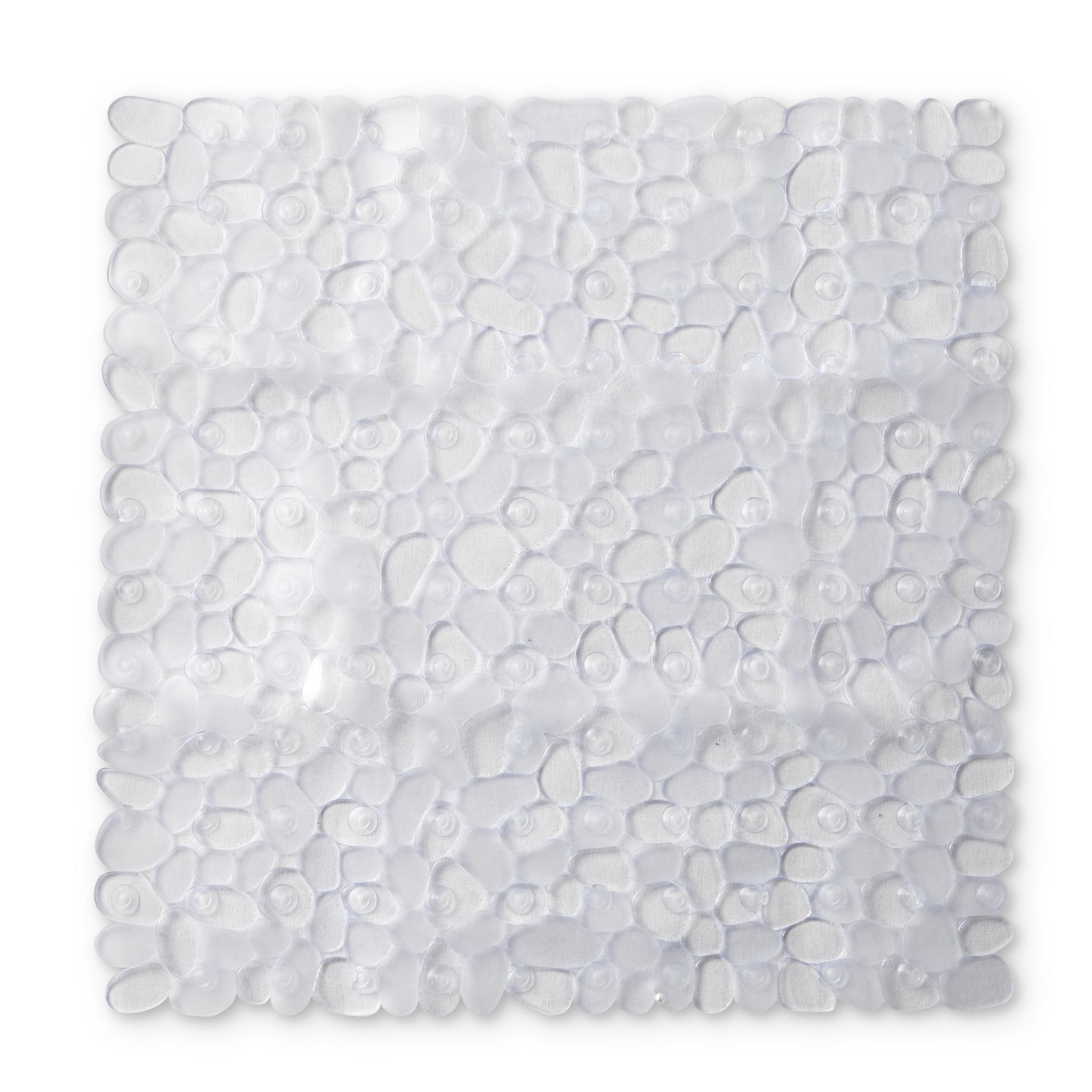 Essential Home Square Stall Pebble Bath Mat, White Essential Home Square Stall Pebble Bath Mat, White