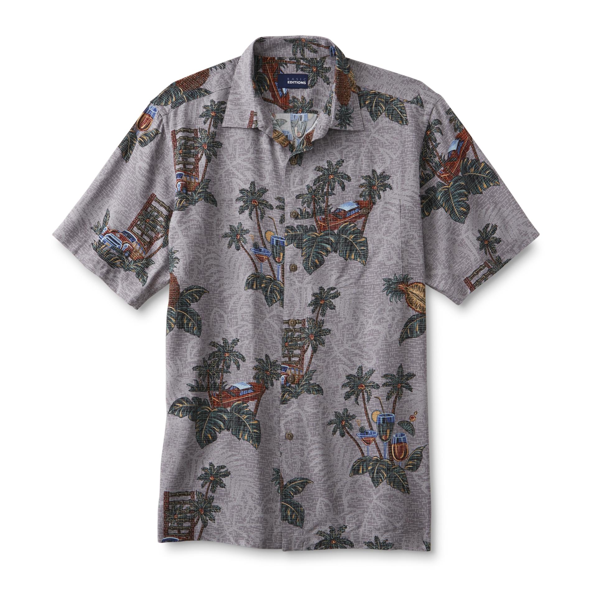 Basic Editions Men's Hawaiian Shirt - Pineapple