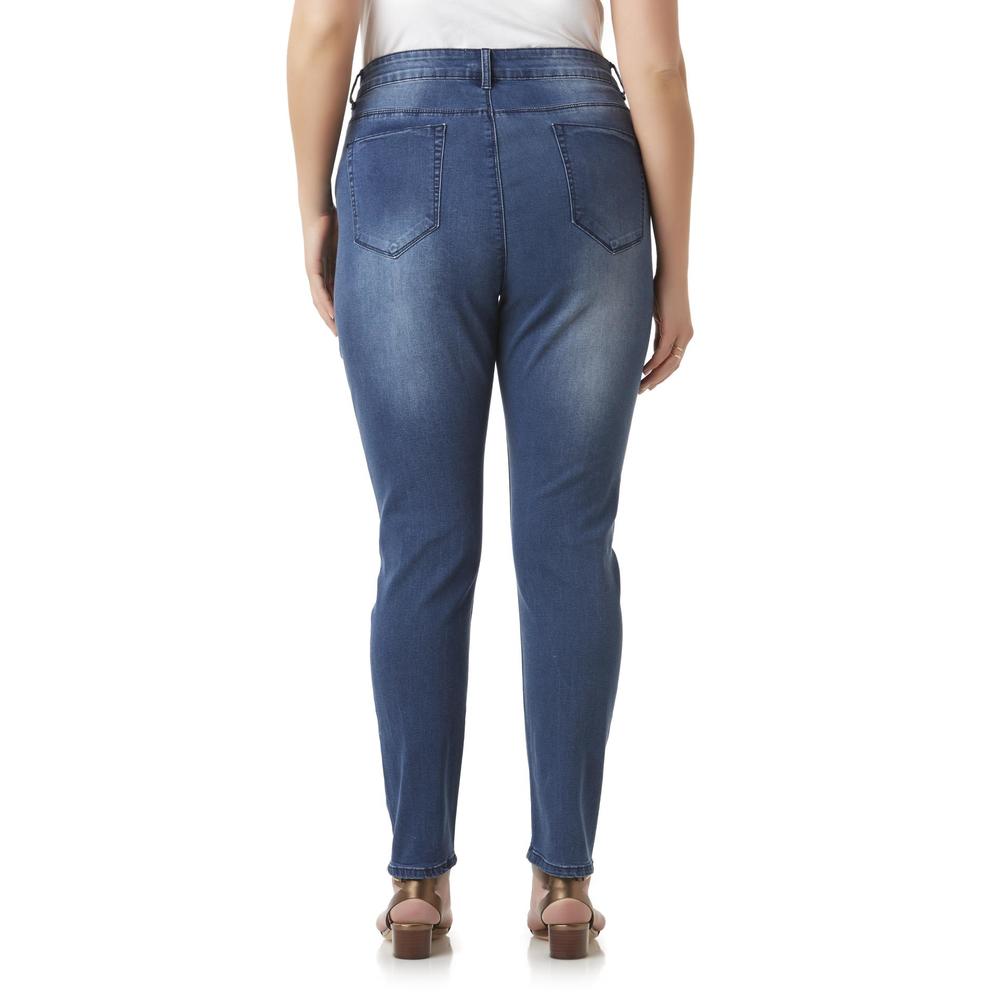 Simply Emma Women's Plus Distressed Skinny Jeans