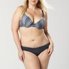 Women Plus Figure T shirt Bra & Hipster Panties Snakeskin Knit