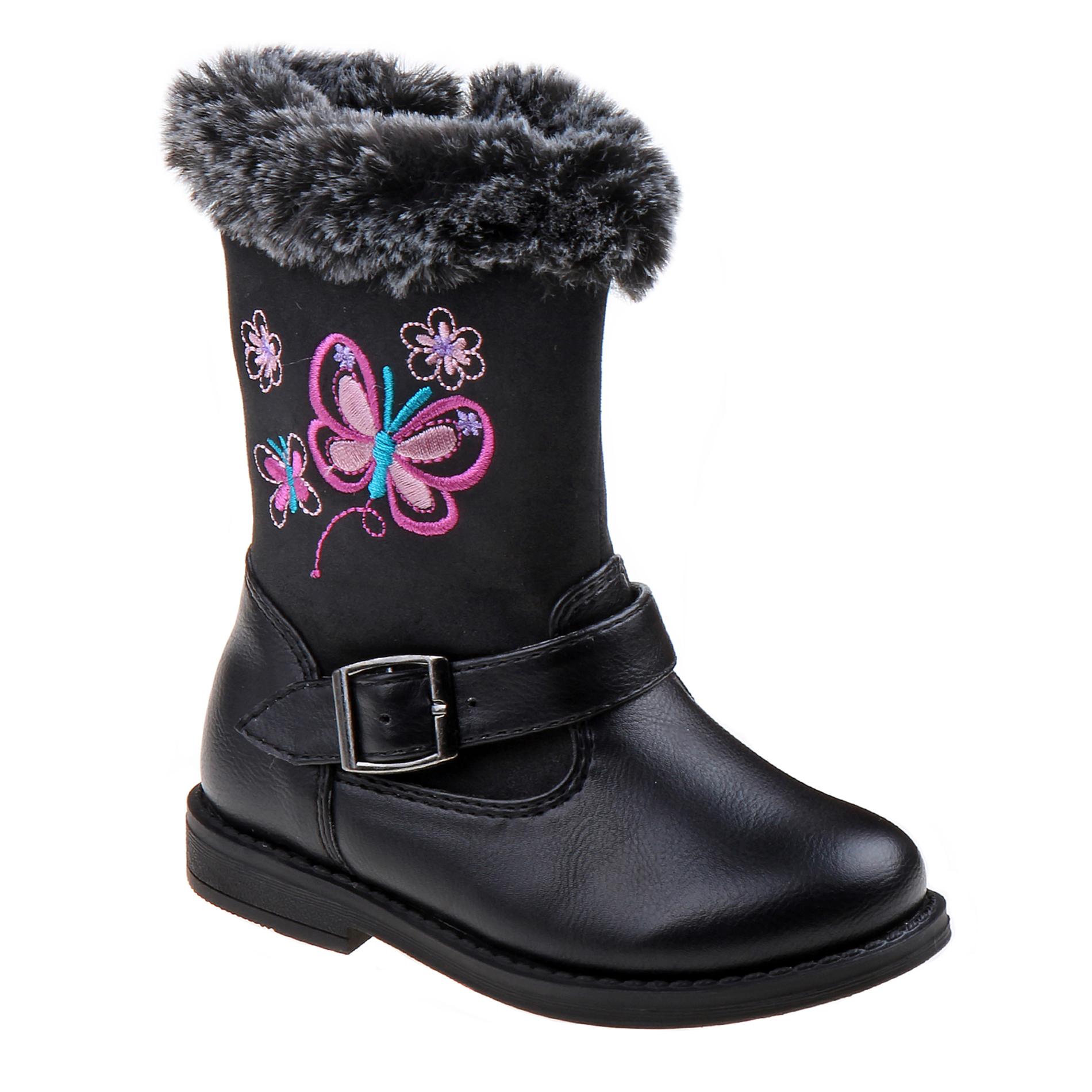 Laura Ashley Toddler Girls' Fashion Boot - Black/Butterfly