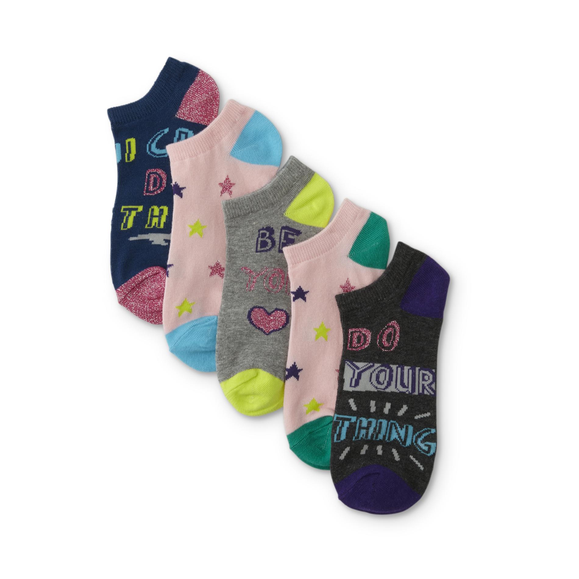 Girls' 5-Pairs Novelty No-Show Socks - Stars, Size: 6-8.5, Multi-color Girls' 5-Pairs Novelty No-Show Socks - Stars, Size: 6-8.5, Multi-color