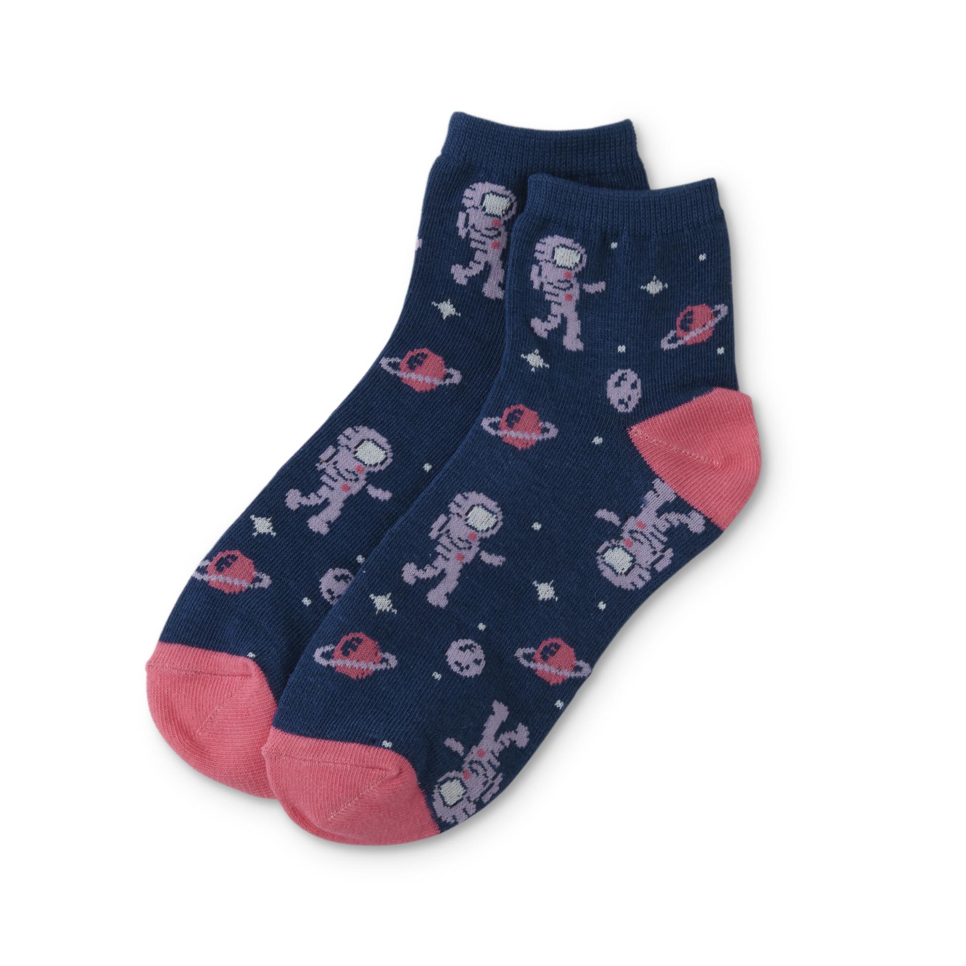 Girls' Novelty Quarter Socks - Space