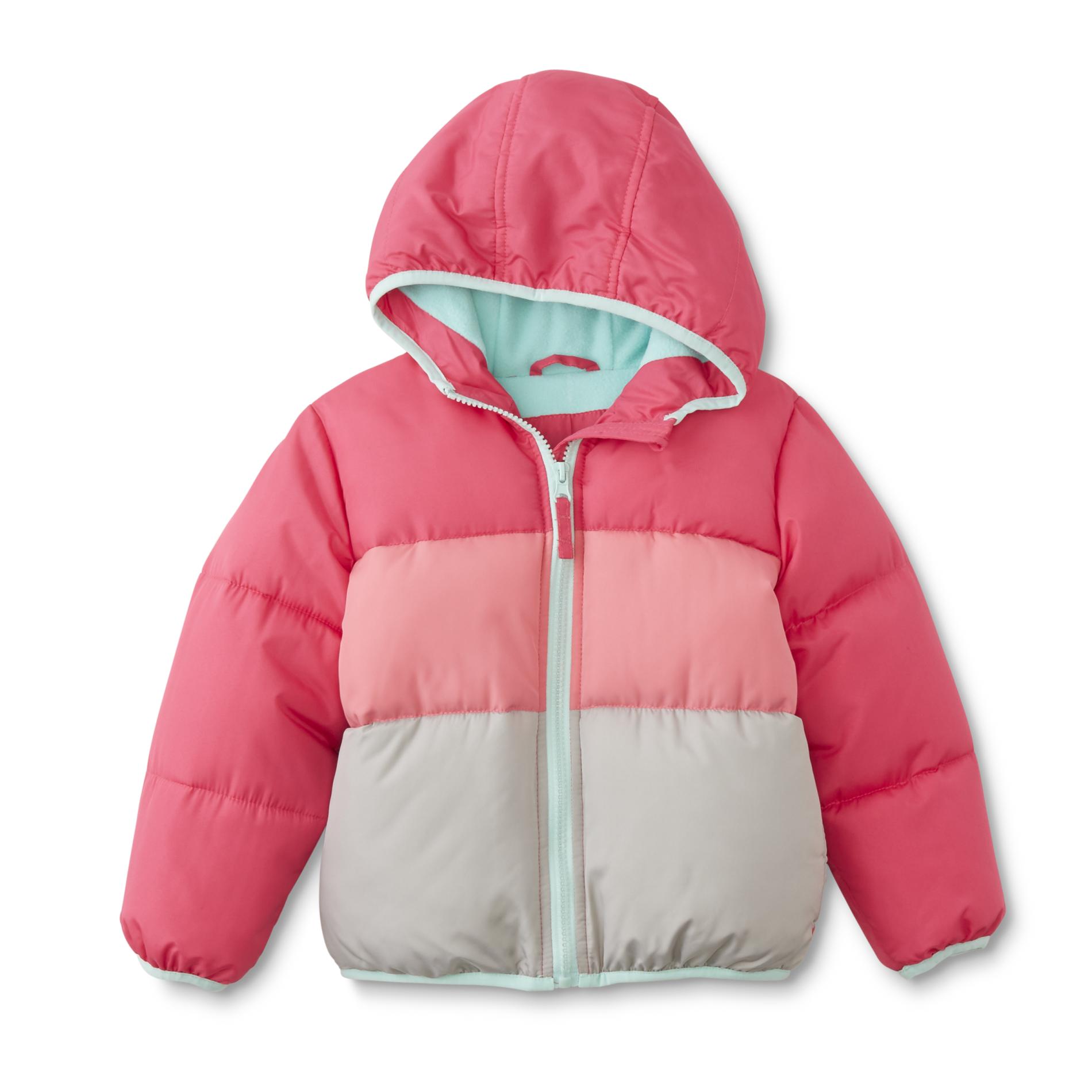 Toughskins Toddler Girl's Hooded Puffer Coat - Colorblock